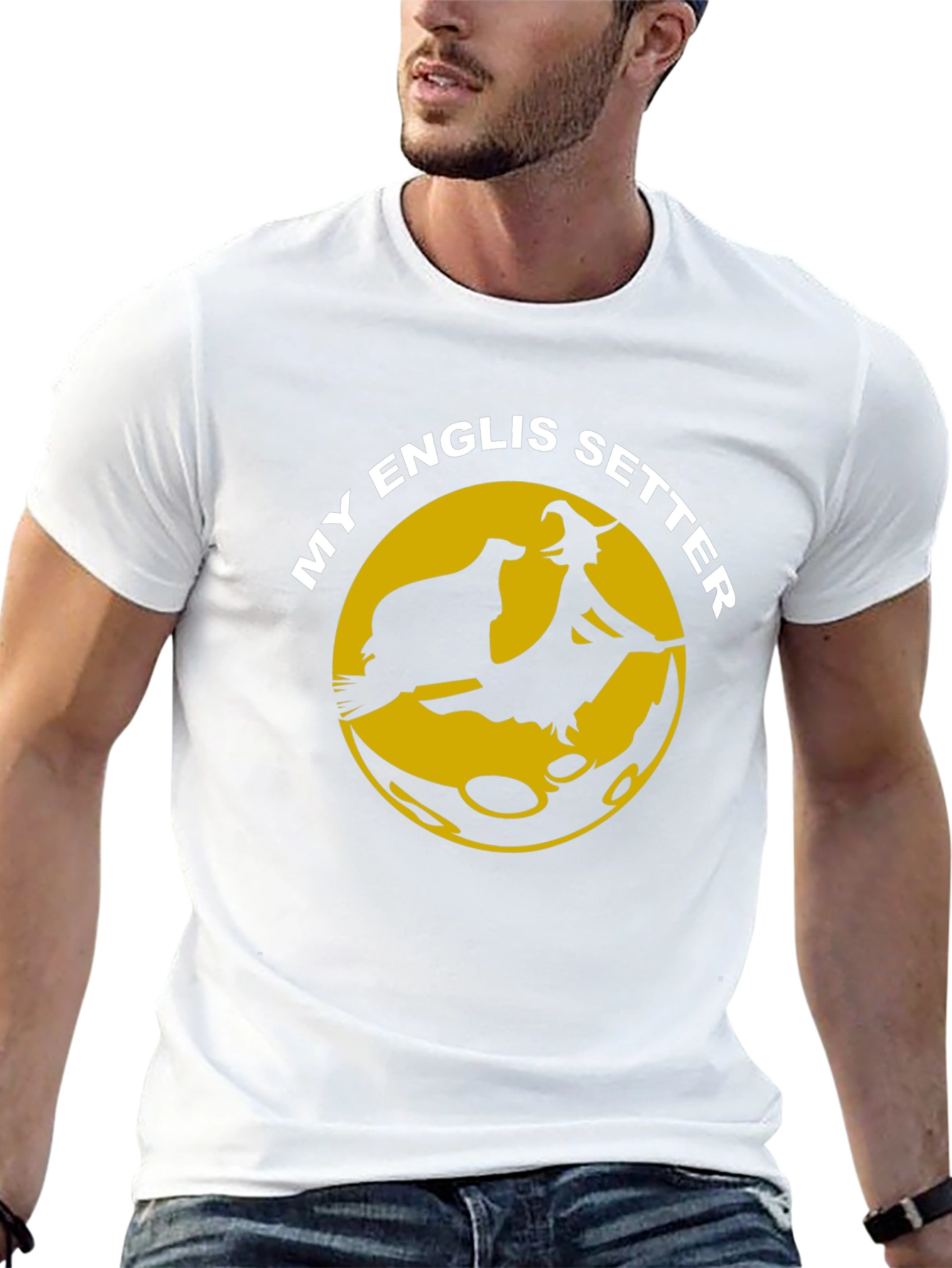 English Setter Witch Moon T-Shirt Halloween Dog Lover Gift