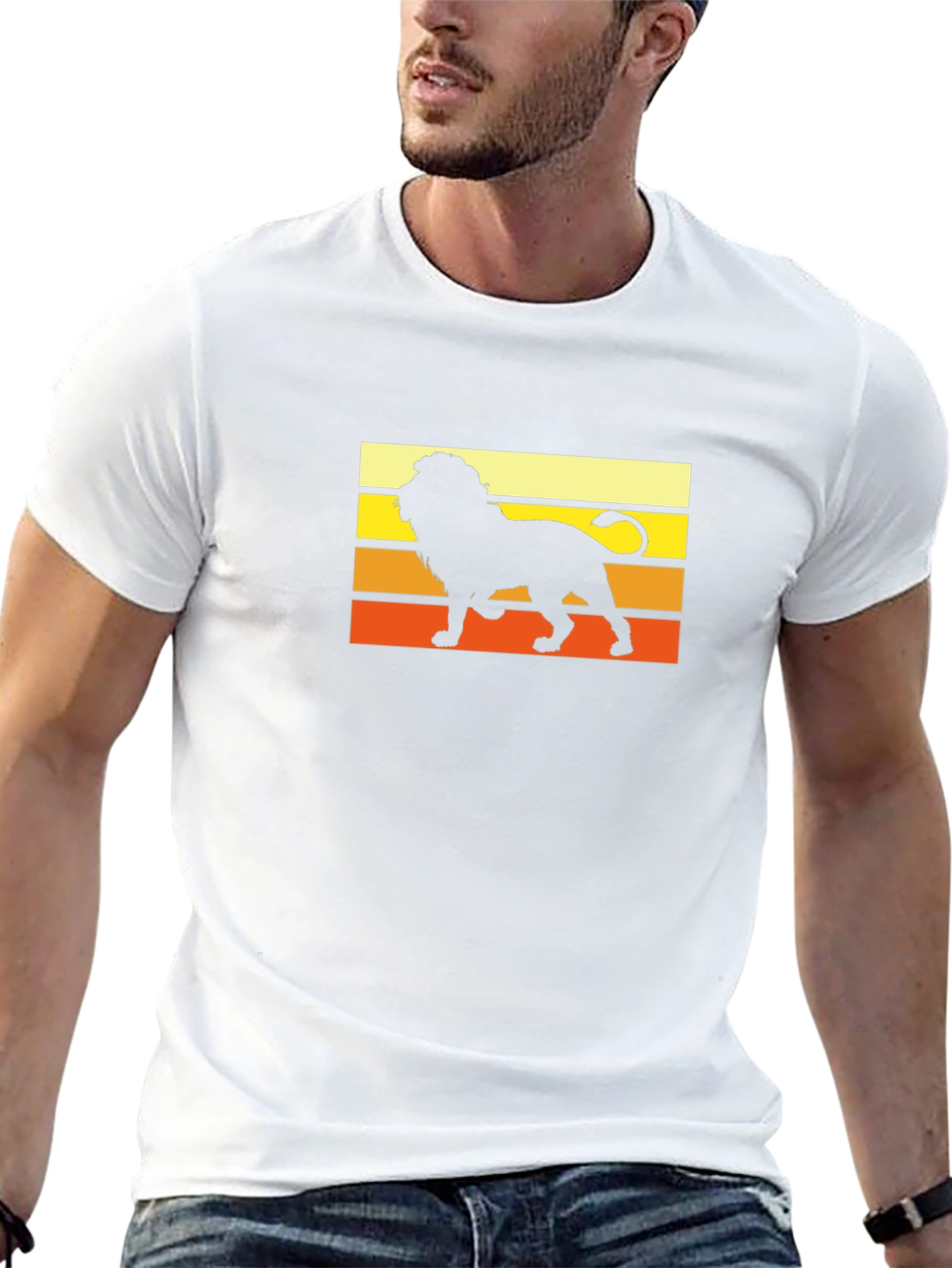 Retro Lion Graphic Tee - Black Cotton Shirt