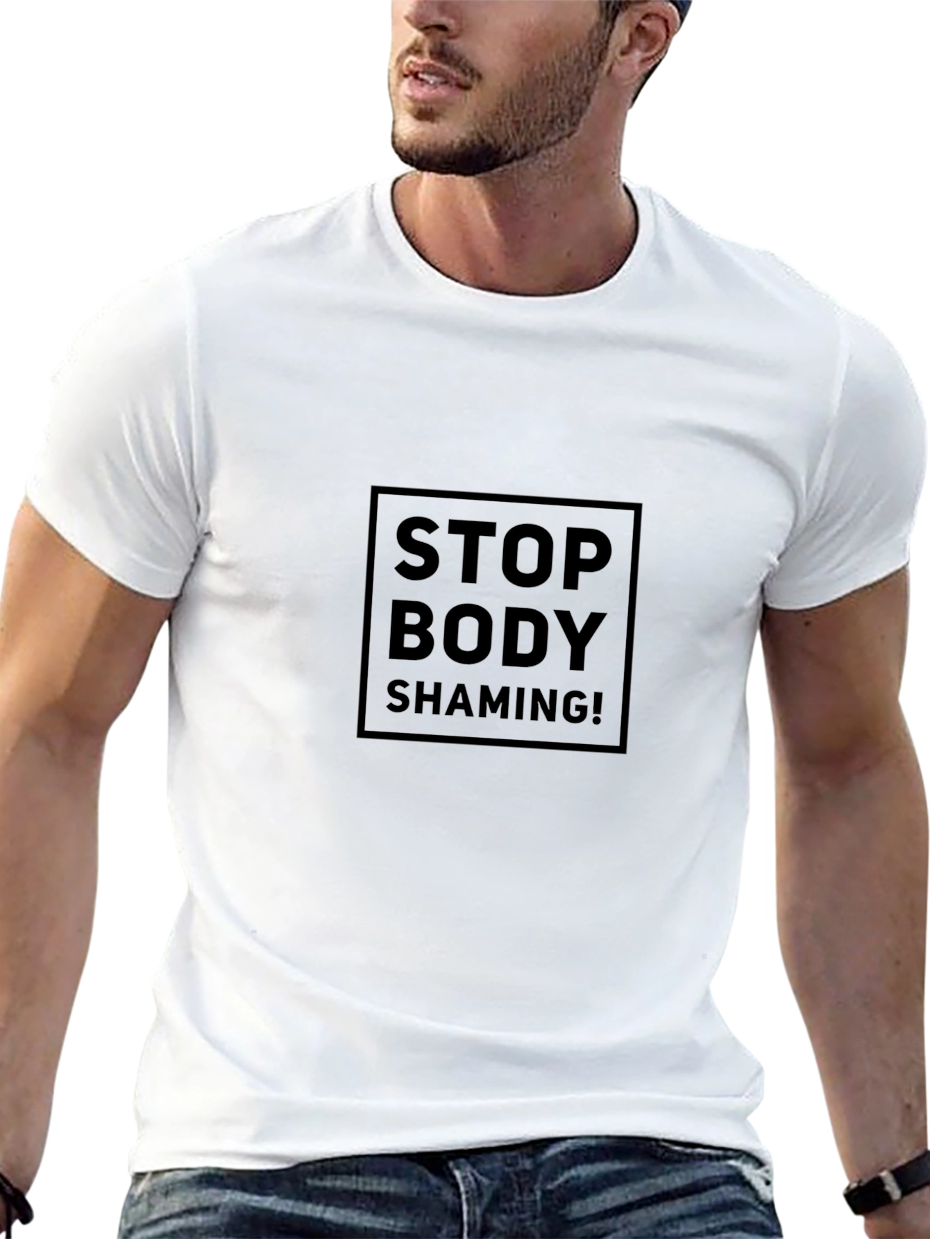 Stop Body Shaming Black T-Shirt - Positive Message