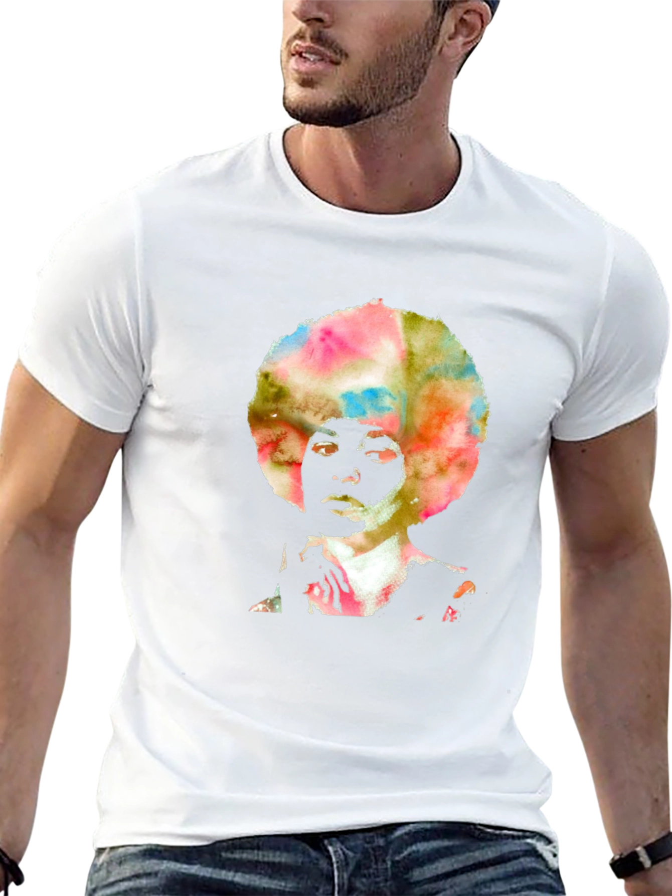 Retro Afro Art Mens Black T-Shirt