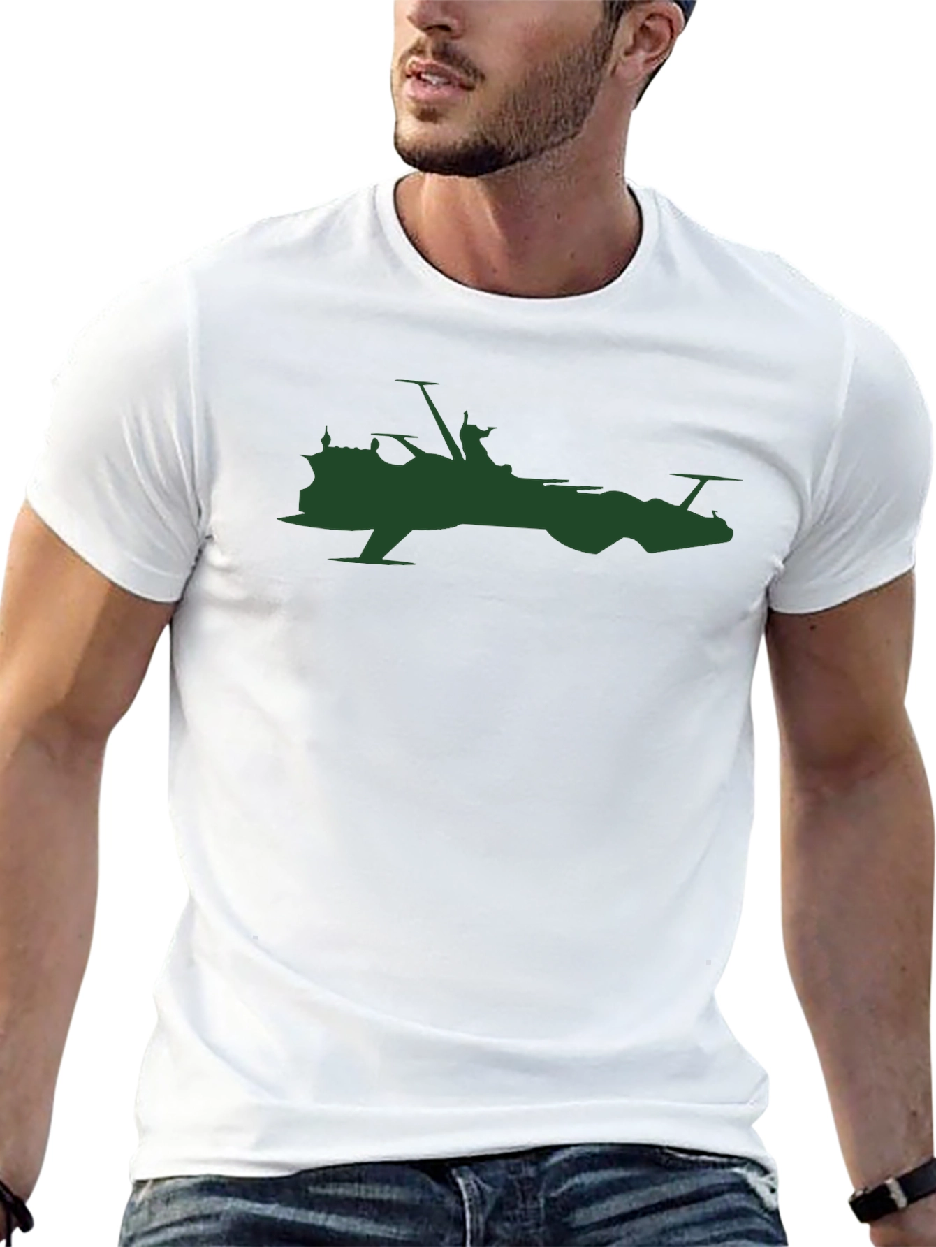 Sci-Fi Ship Silhouette T-Shirt - Black