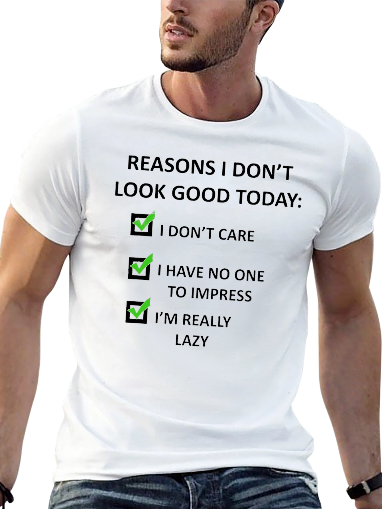 Funny Reasons T-Shirt - I Dont Care Lazy Tee