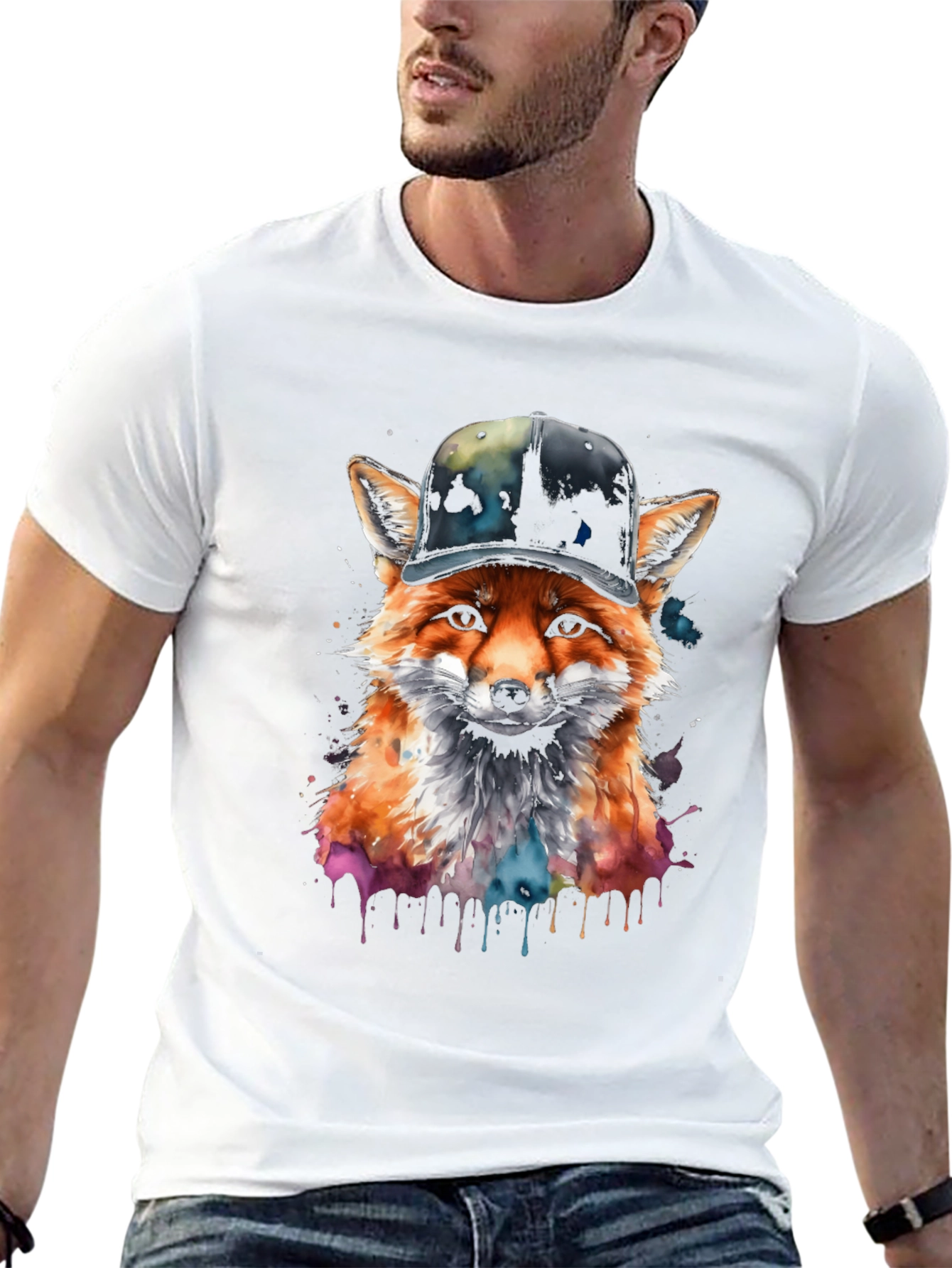 Fox in Hat Graphic Tee - Trendy Streetwear