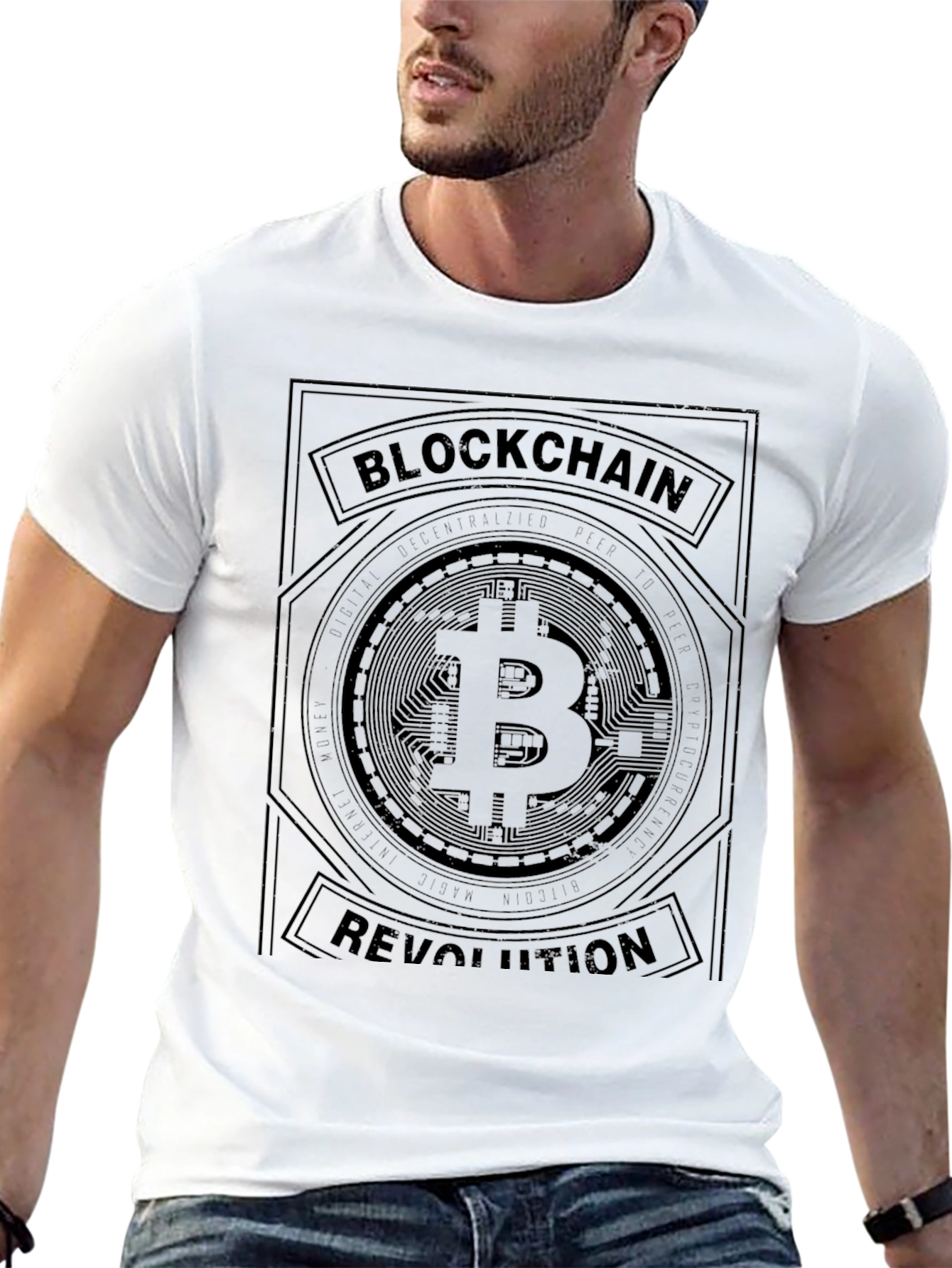 Blockchain Revolution Bitcoin Graphic Tee - Black
