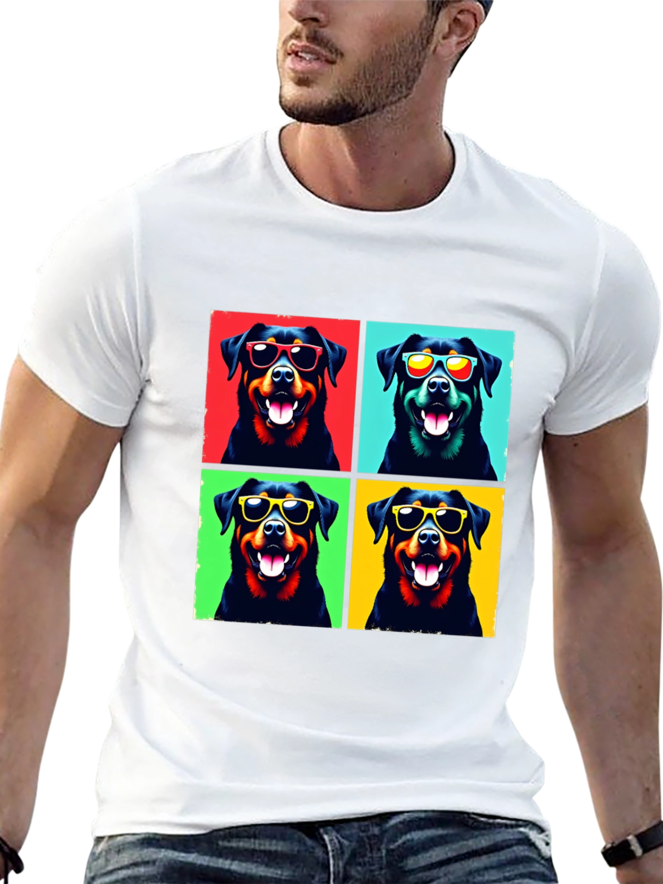 Cool Rottweiler Pop Art T-Shirt