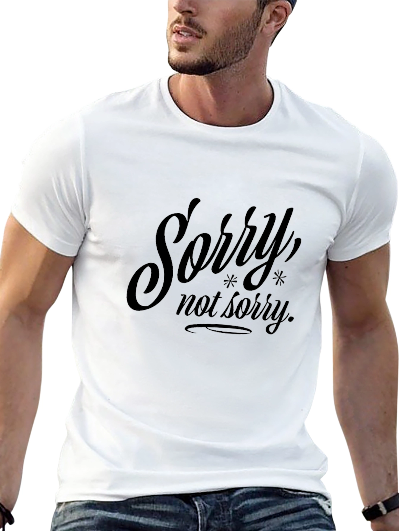 Sorry Not Sorry Graphic Print Black T-Shirt
