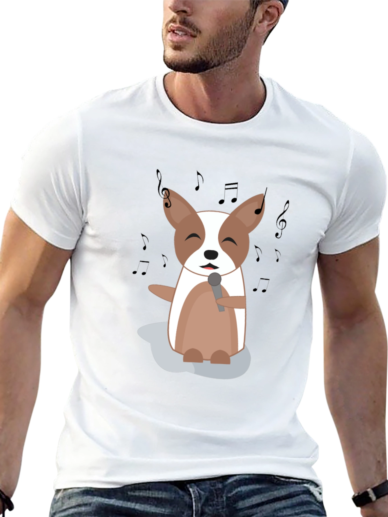 Singing Dog Cartoon Graphic T-Shirt