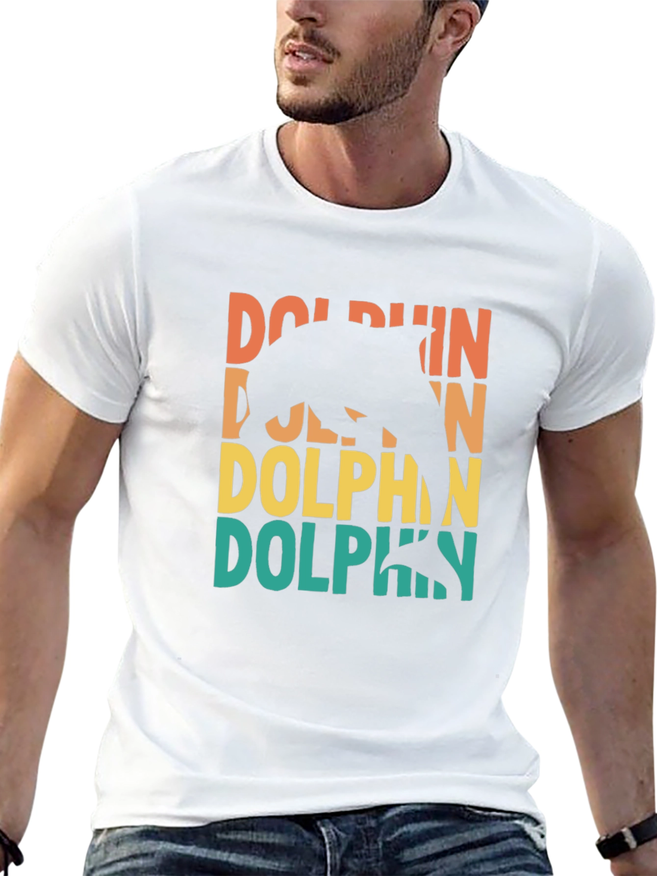Retro Dolphin Graphic Tee - Black