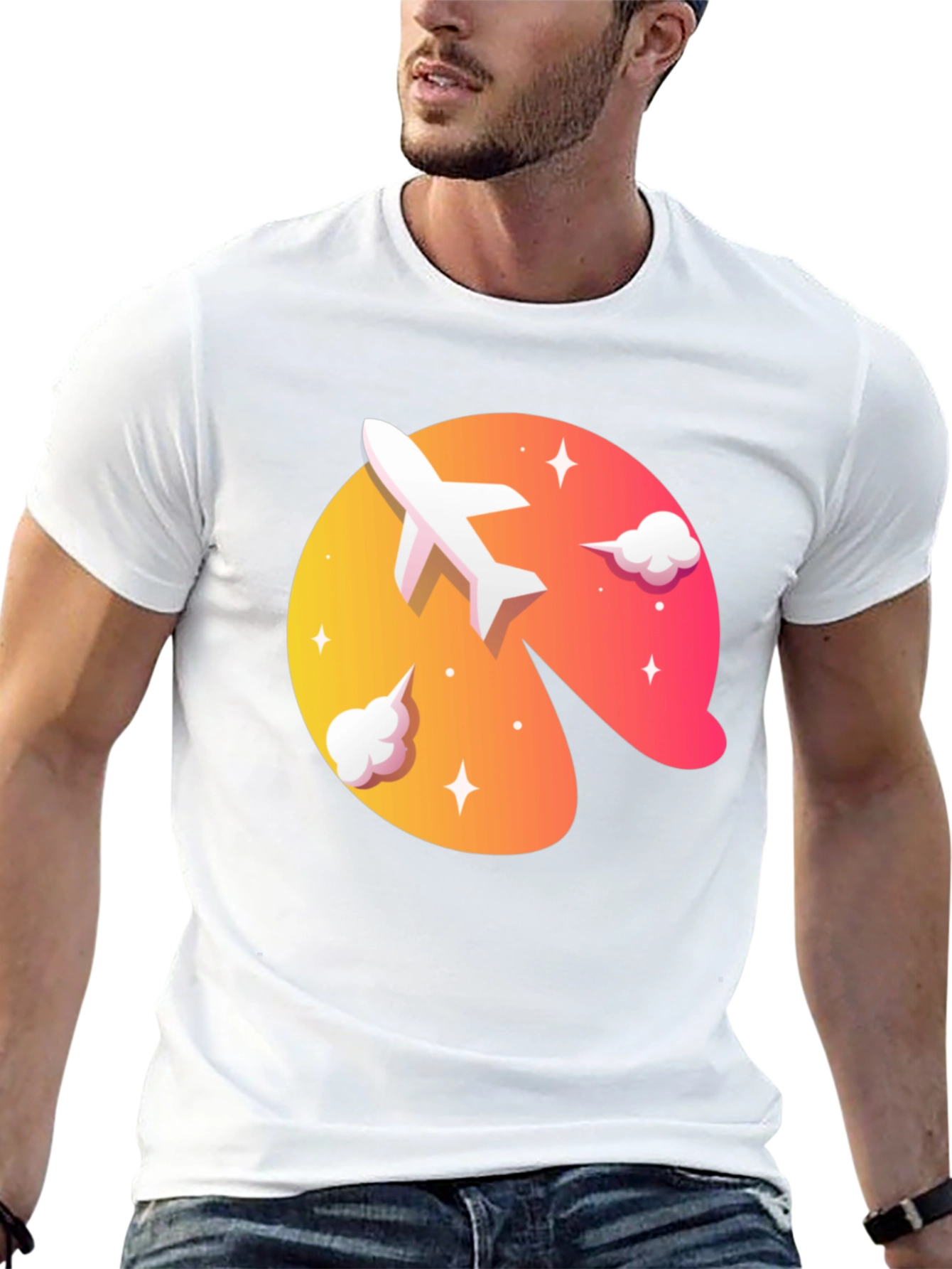 Airplane Sunset Graphic Tee - Stylish Travel Shirt