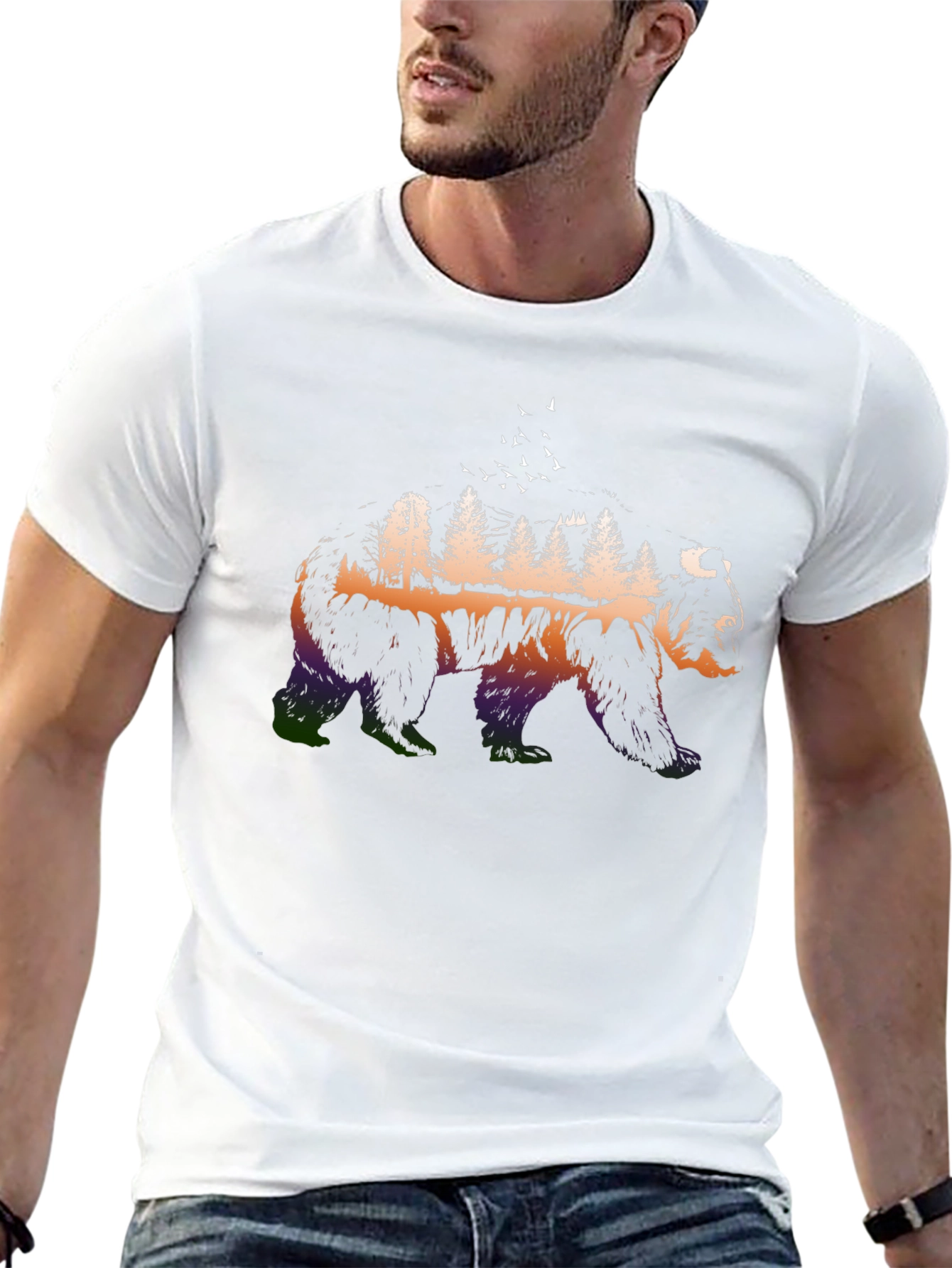 Nature Bear Graphic Tee - Mens Black T-Shirt