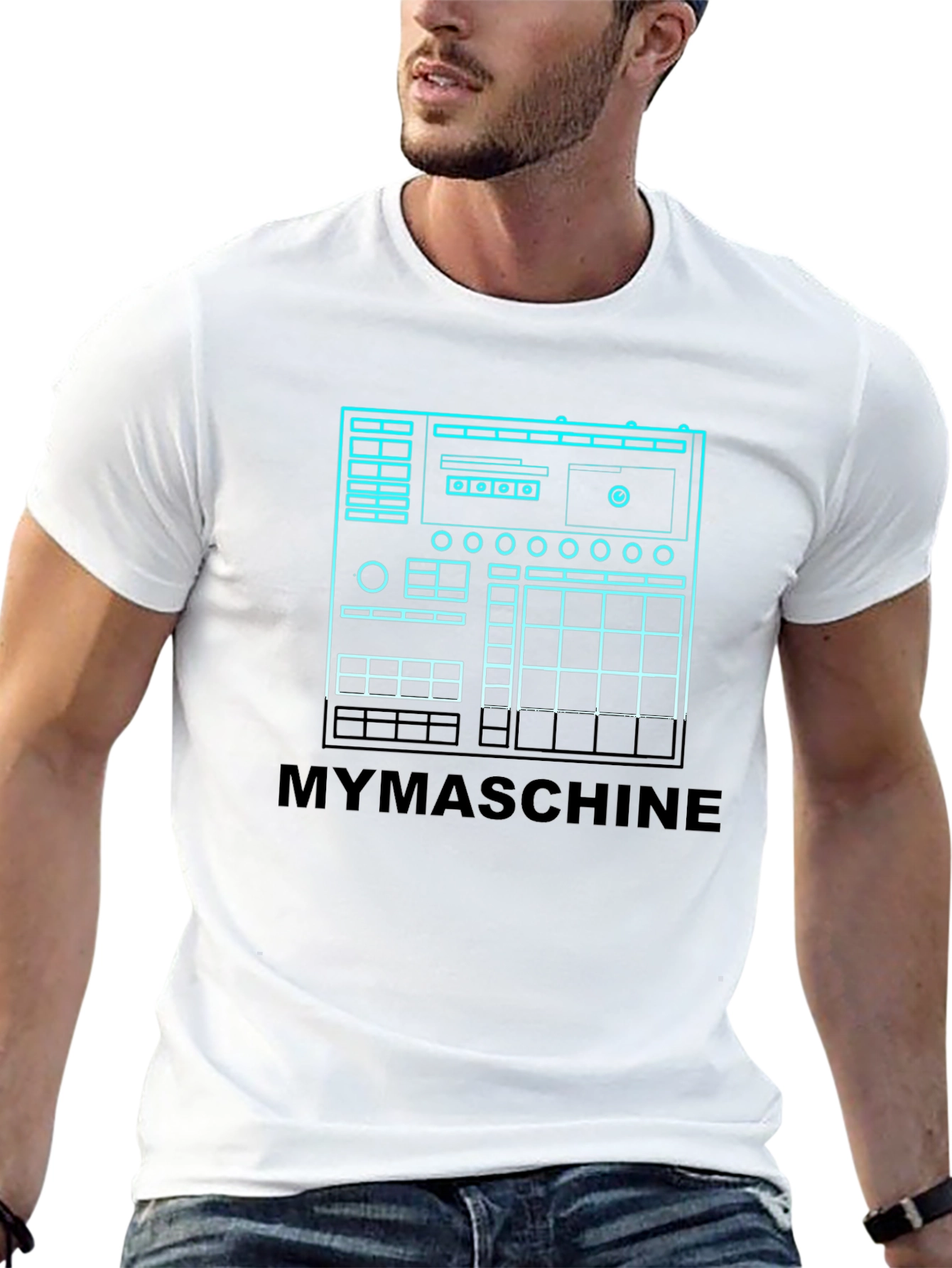 MYMASCHINE Black Graphic Tee - Music Producer Design