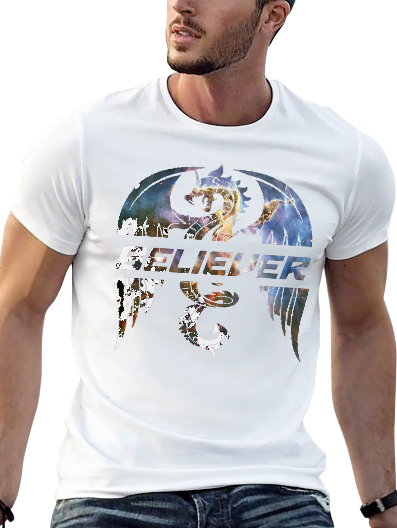 Believer Dragon Graphic Tee - Stylish Black T-Shirt