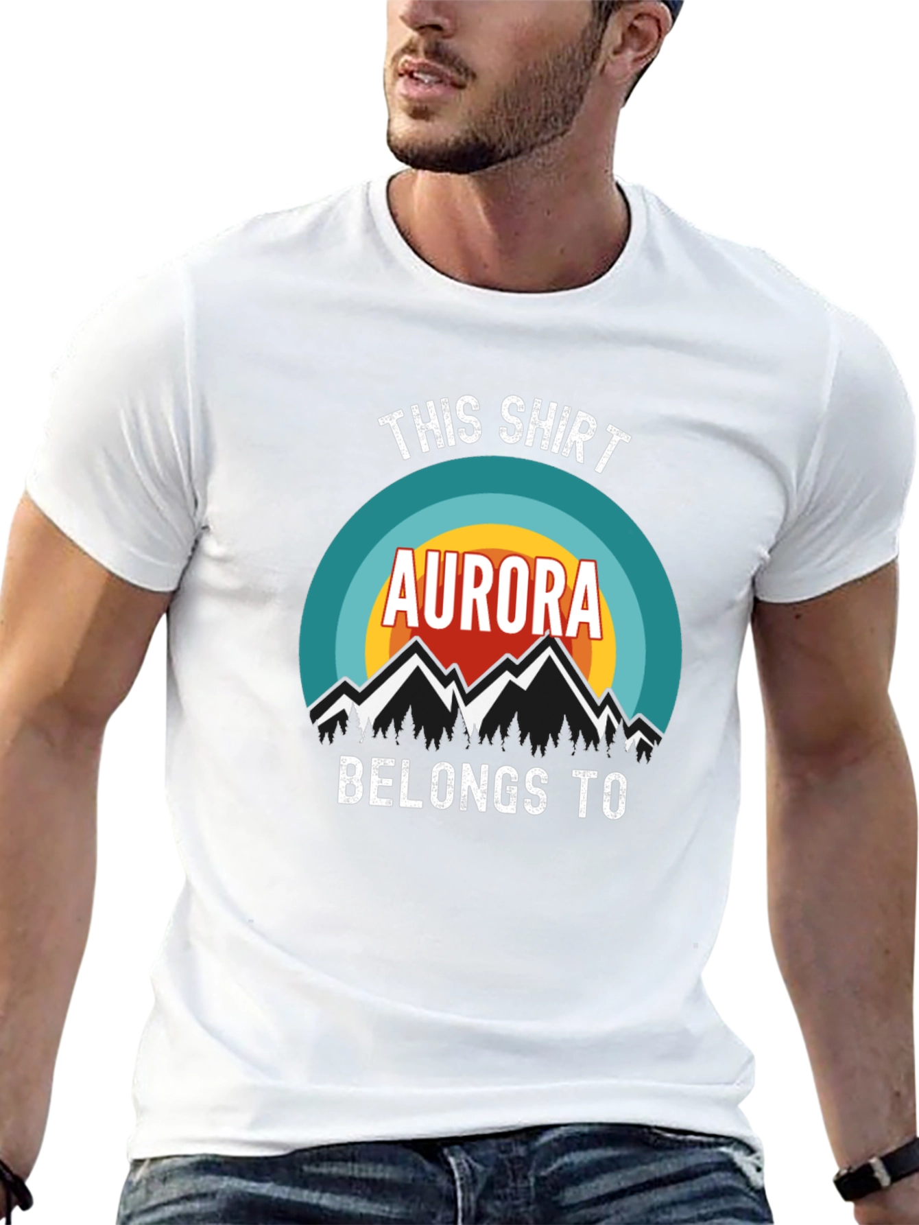 Aurora Mountains Graphic T-Shirt