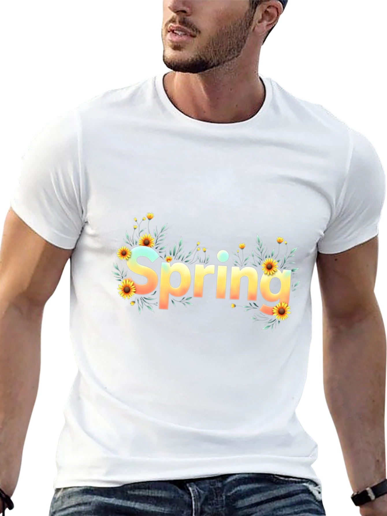 Spring Floral Graphic Black T-Shirt