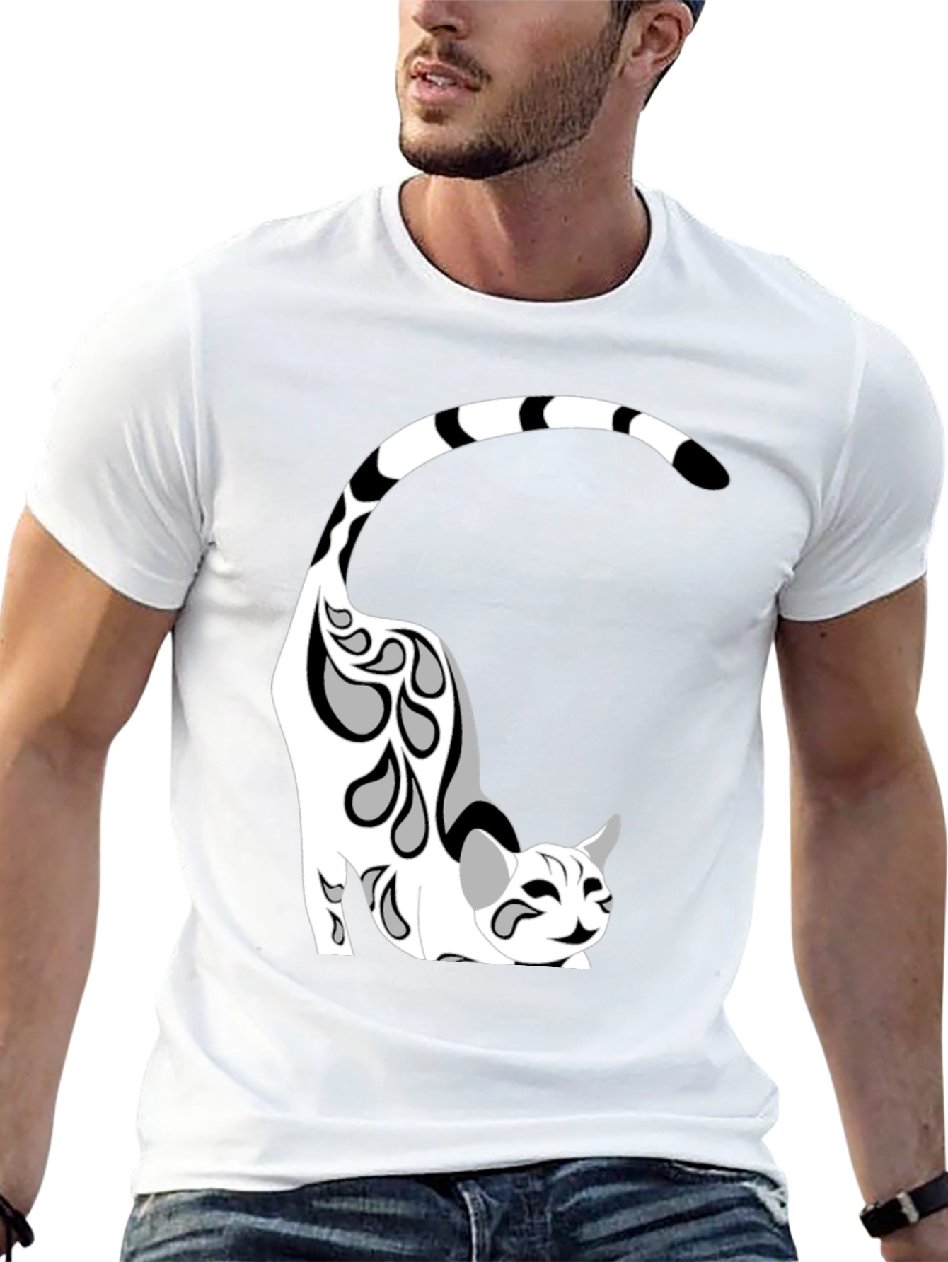 Cool Cat Graphic Tee - Black Cotton Blend