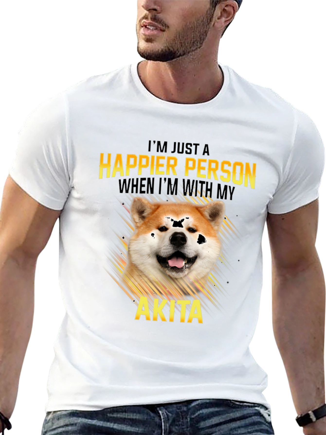 Akita Dog Lover T-Shirt: Happier Person Tee