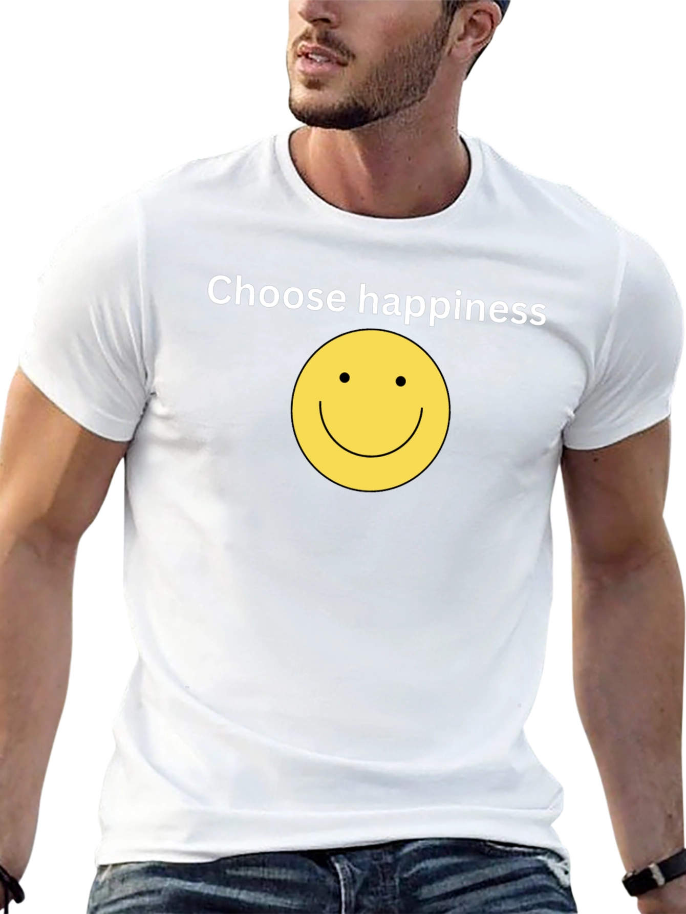 Choose Happiness Black T-Shirt - Smiley Face Design