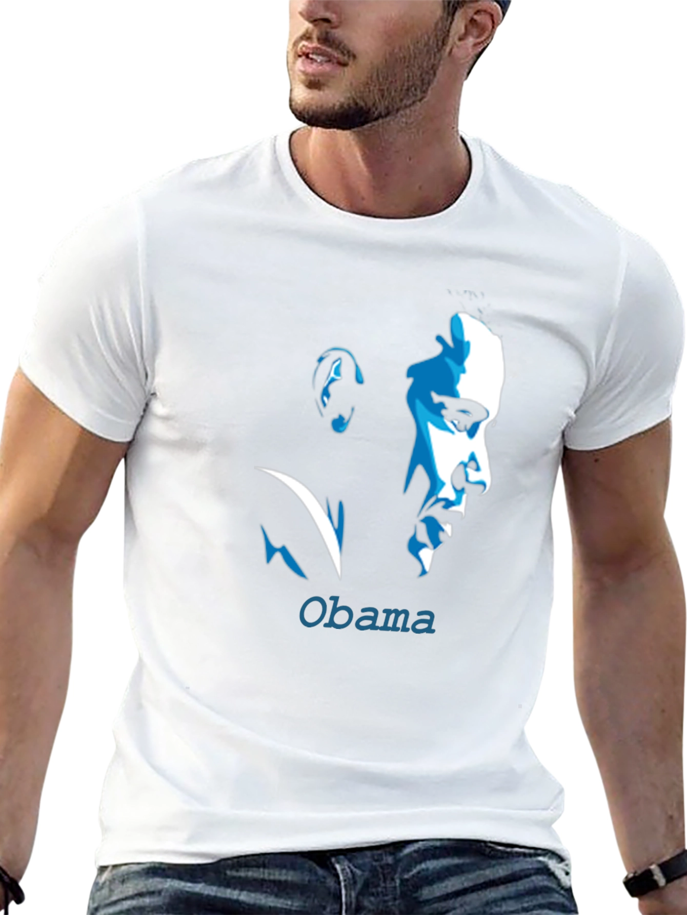 Obama Portrait Graphic Tee - Cool Black T-Shirt