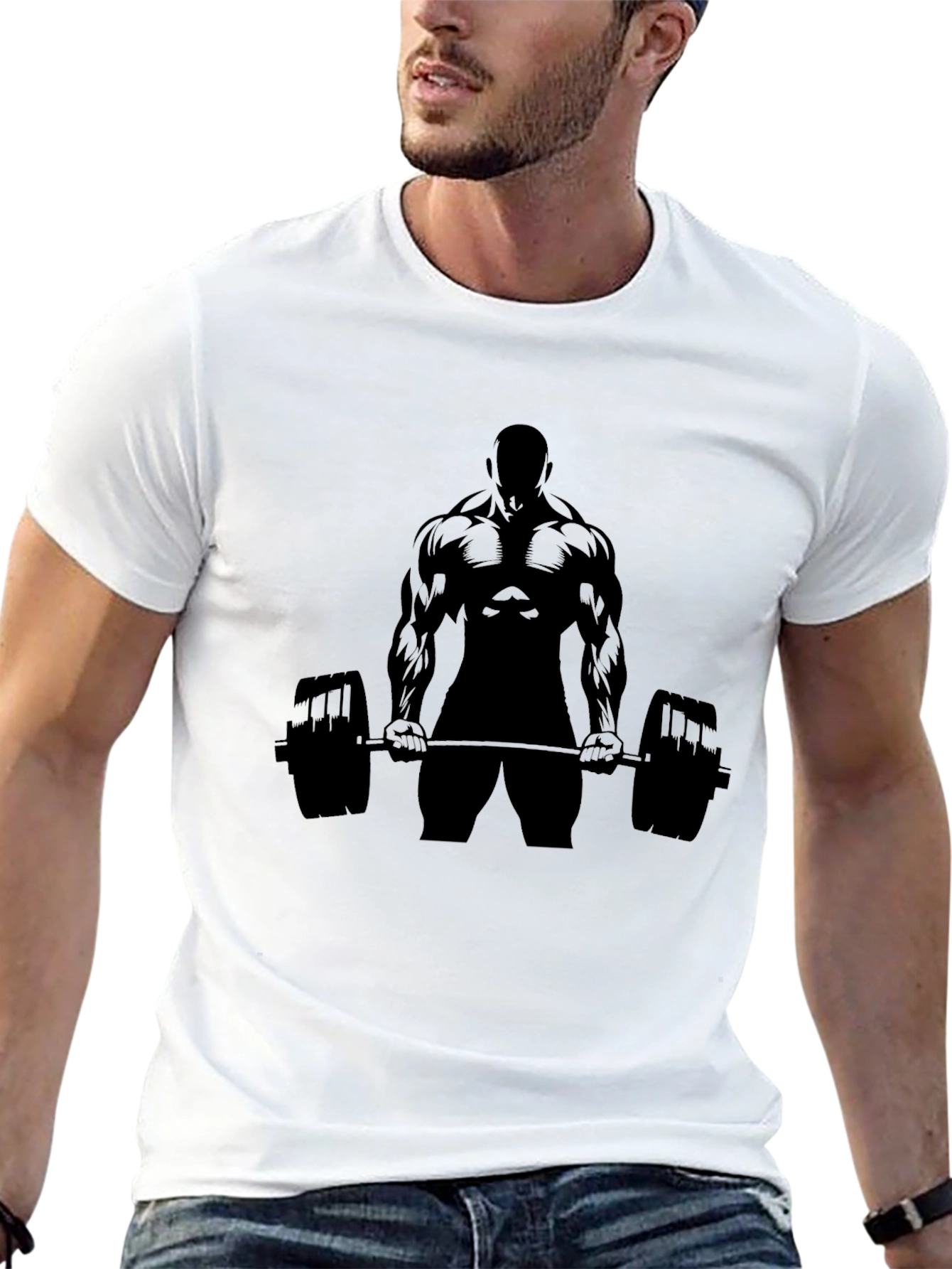 Muscle Man Barbell Graphic Tee - Black