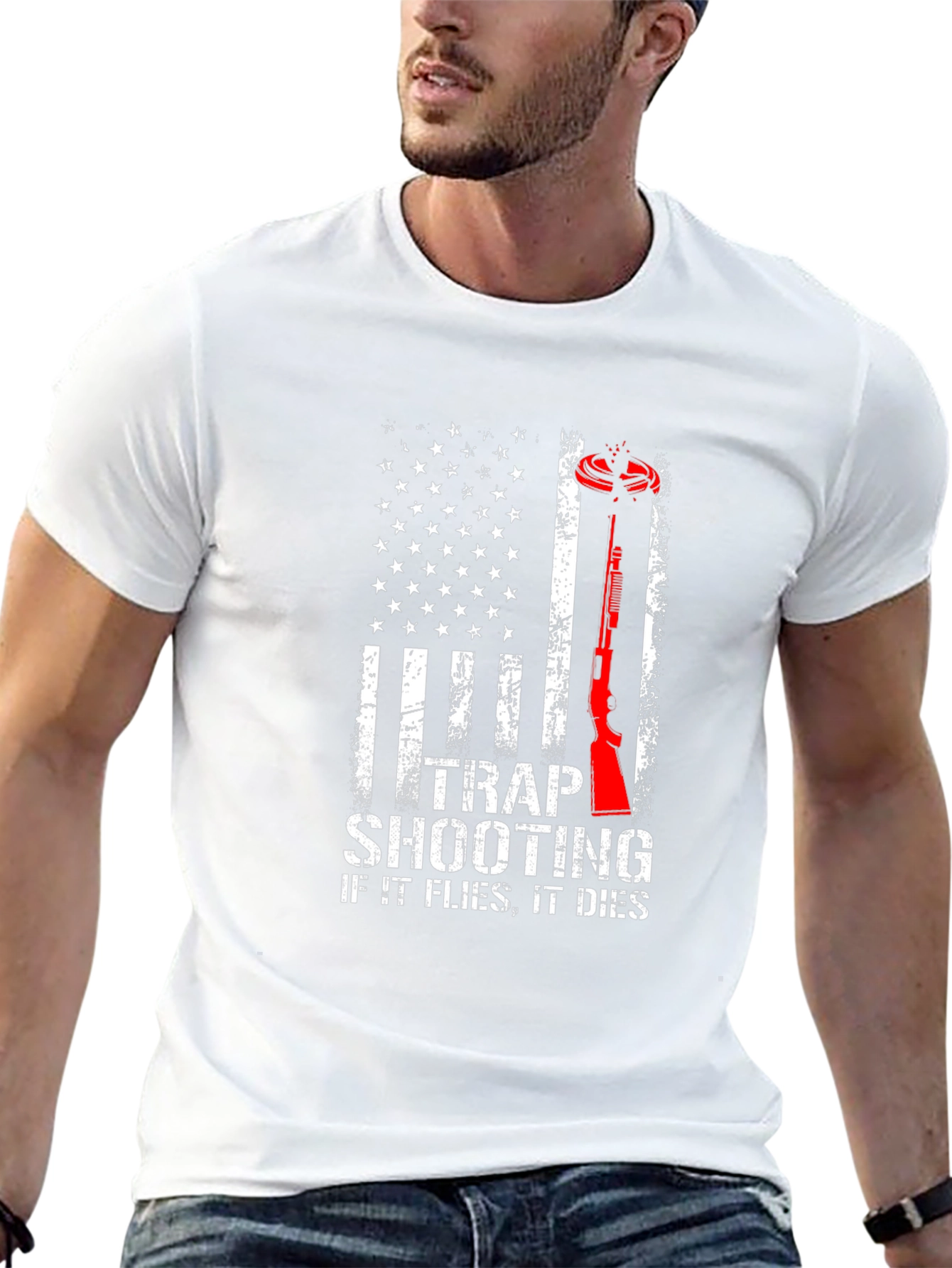 Trap Shooting American Flag T-Shirt
