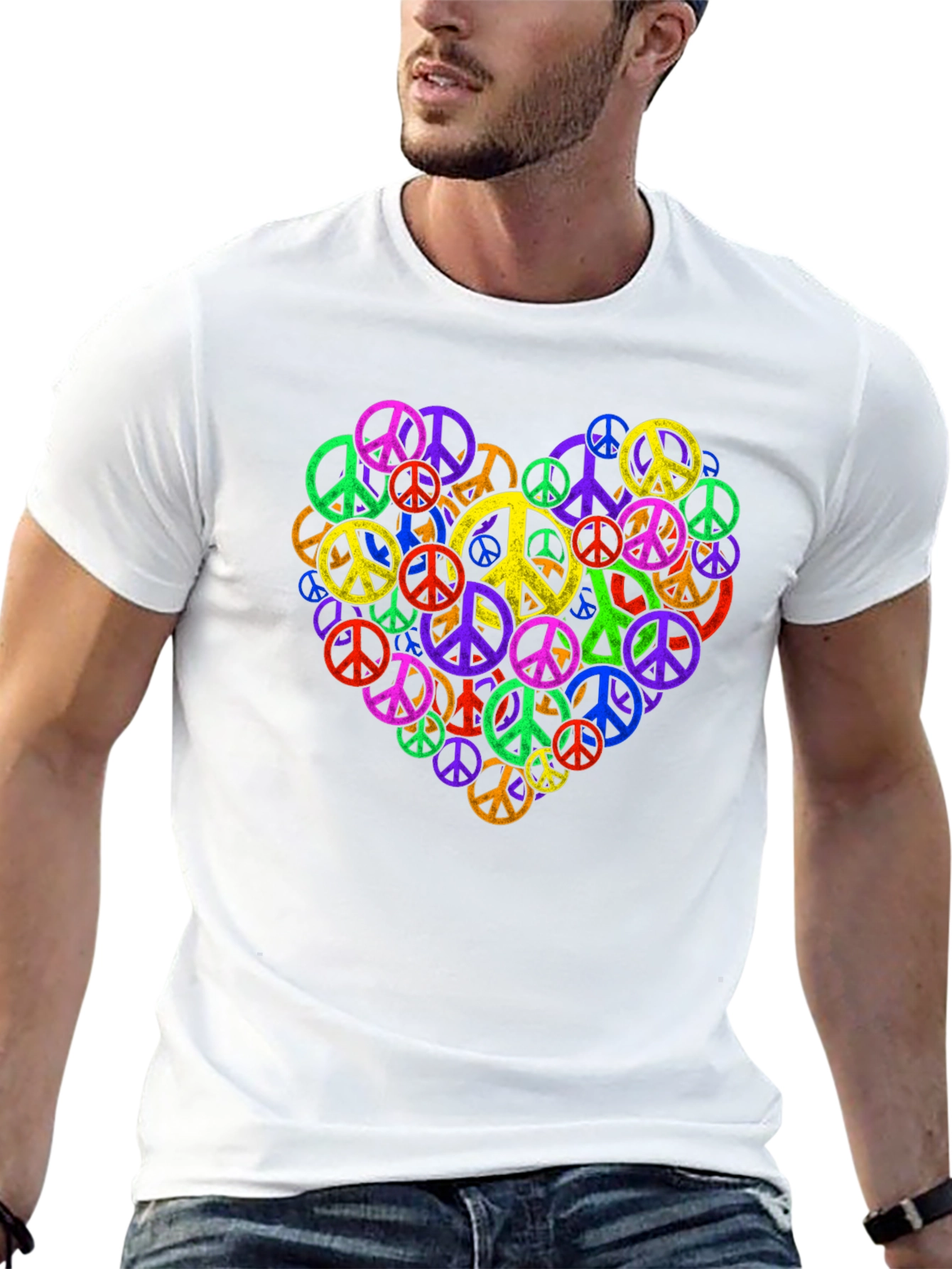 Peace Sign Heart Black T-Shirt