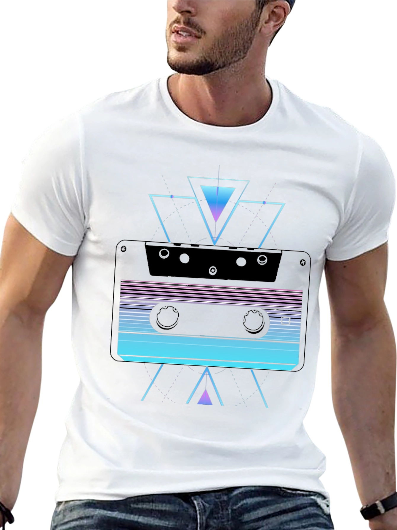 Retro Cassette Tape Graphic T-Shirt - Synthwave Style