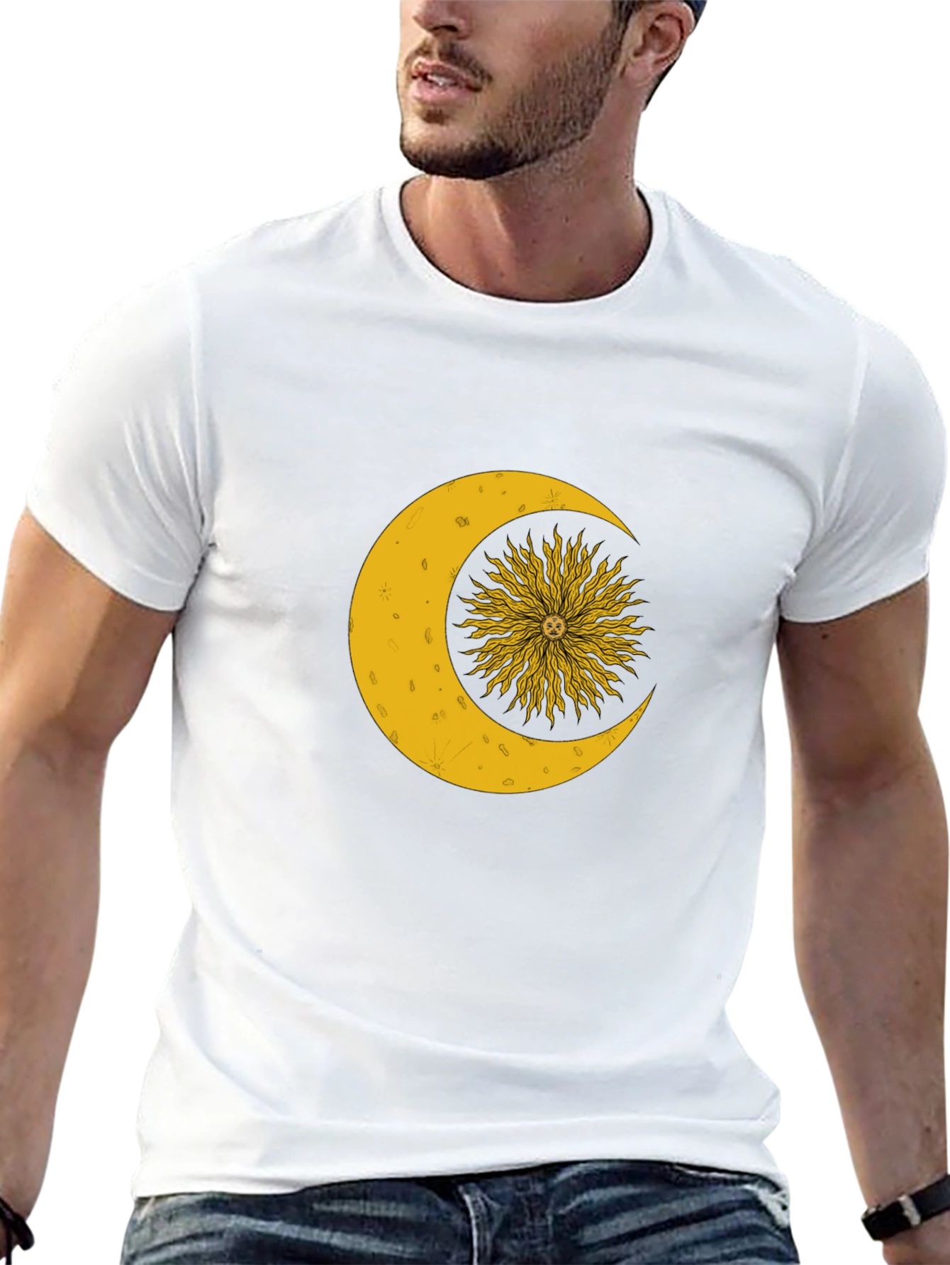 Celestial Sun and Moon Graphic T-Shirt
