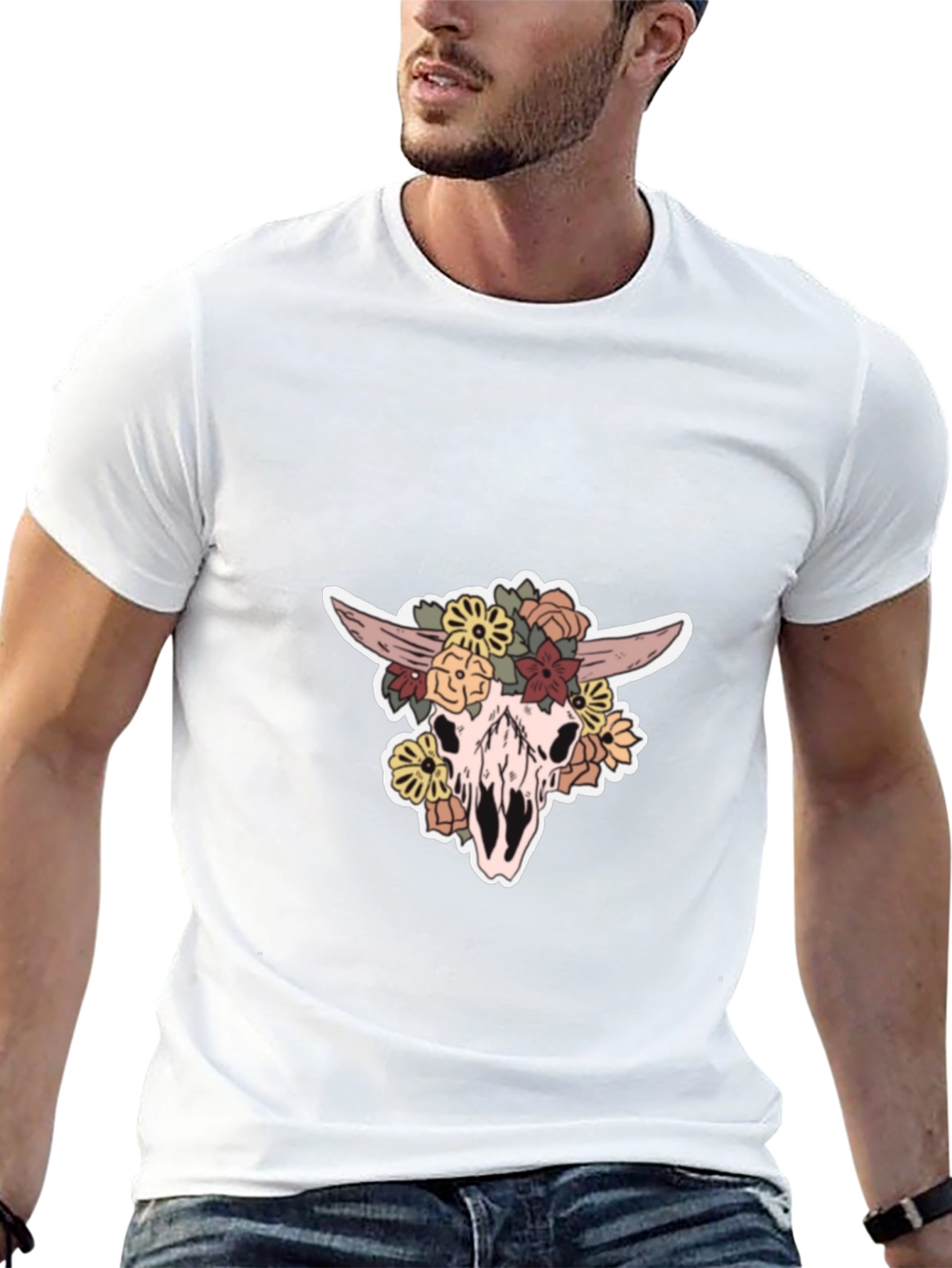 Floral Skull Graphic T-Shirt
