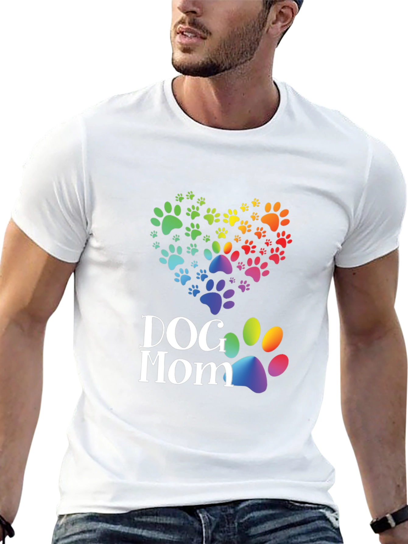 Dog Mom Paw Print Heart T-Shirt