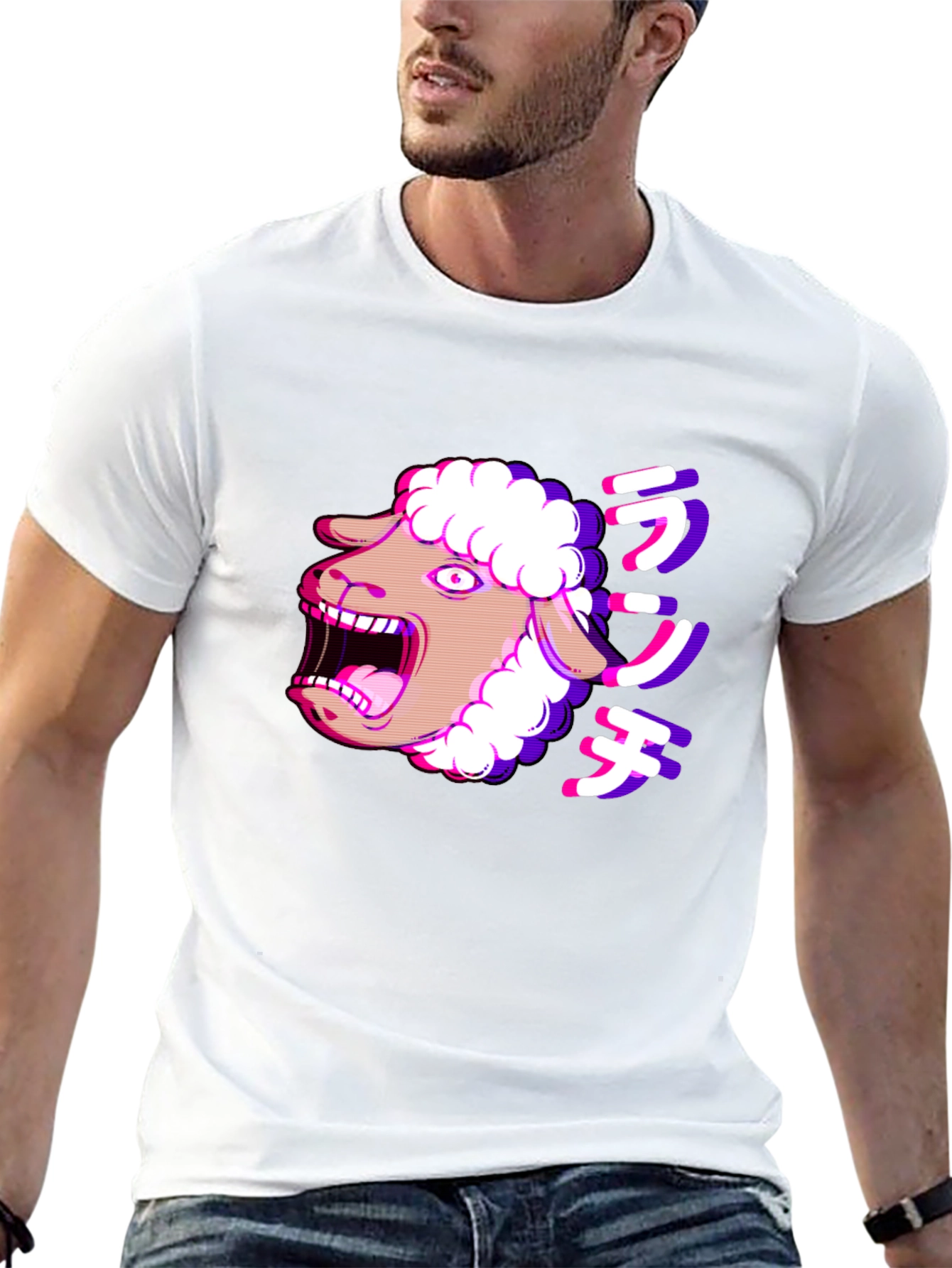 Screaming Sheep Anime T-Shirt - Black Cotton Tee
