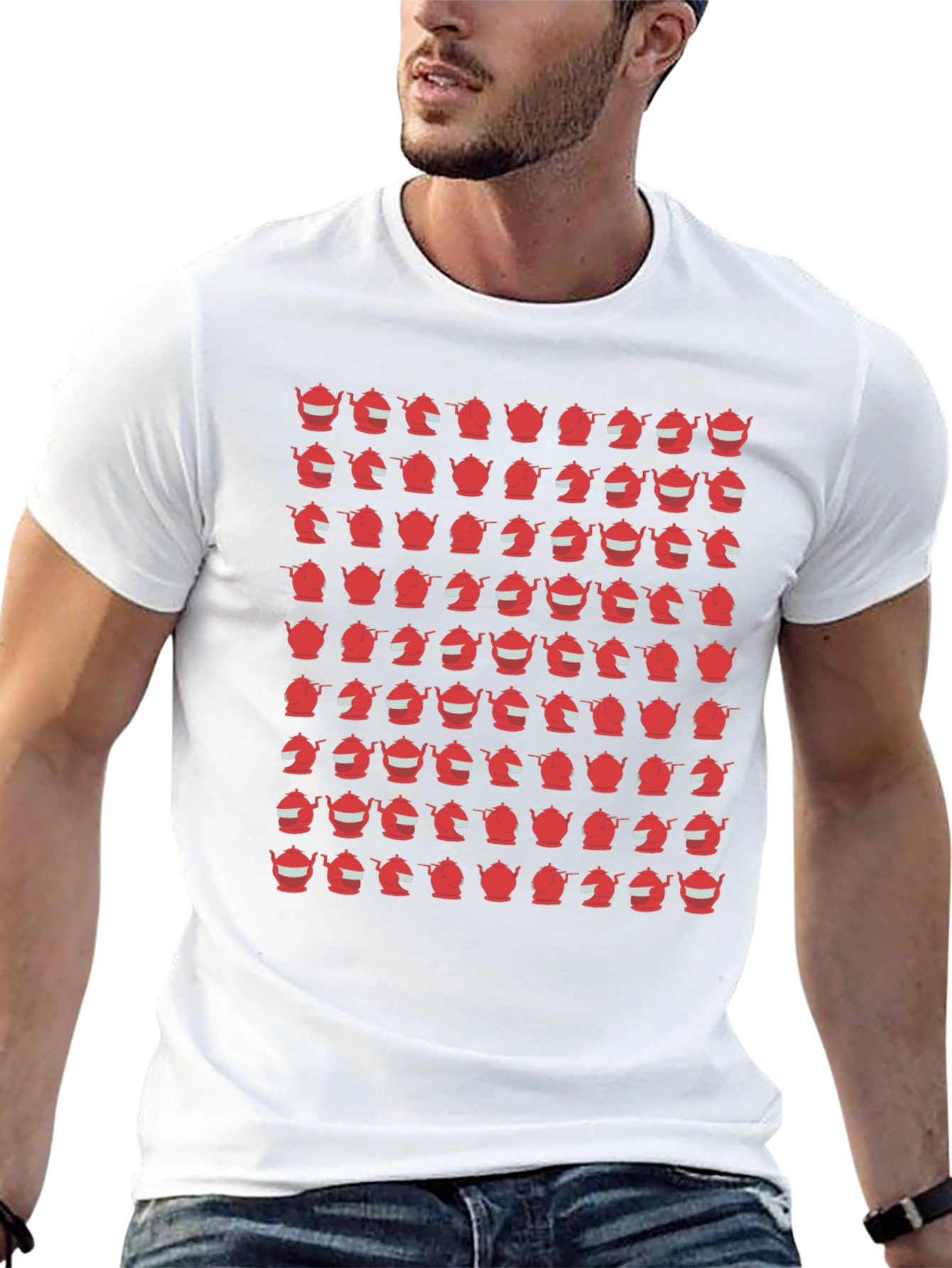 Teapot Pattern Black T-Shirt