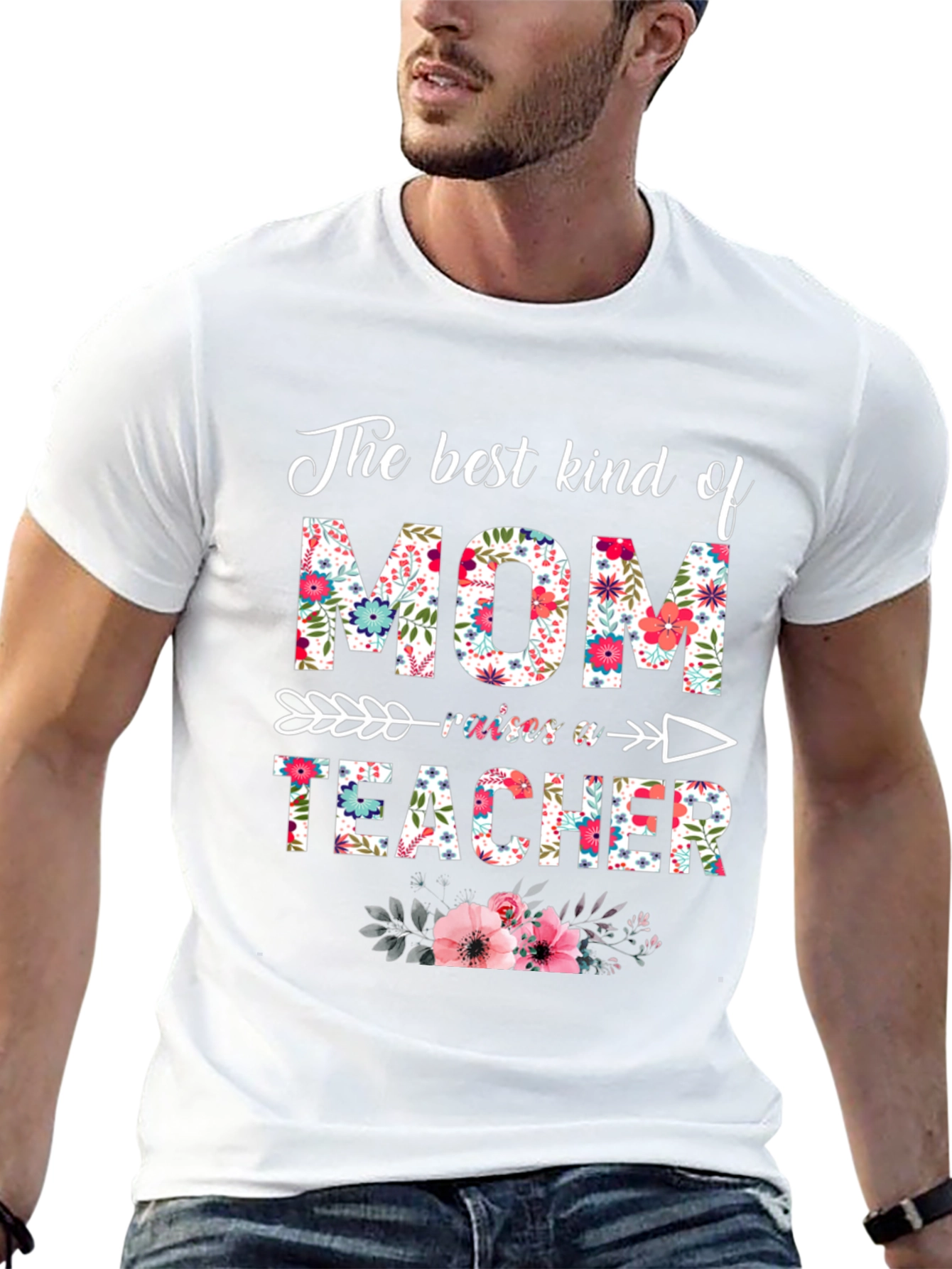 Floral Mom Raises a Teacher T-Shirt