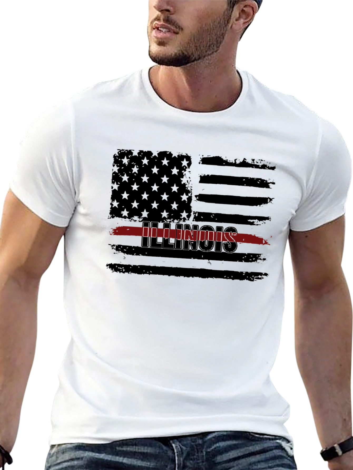 Illinois Thin Red Line Flag T-Shirt