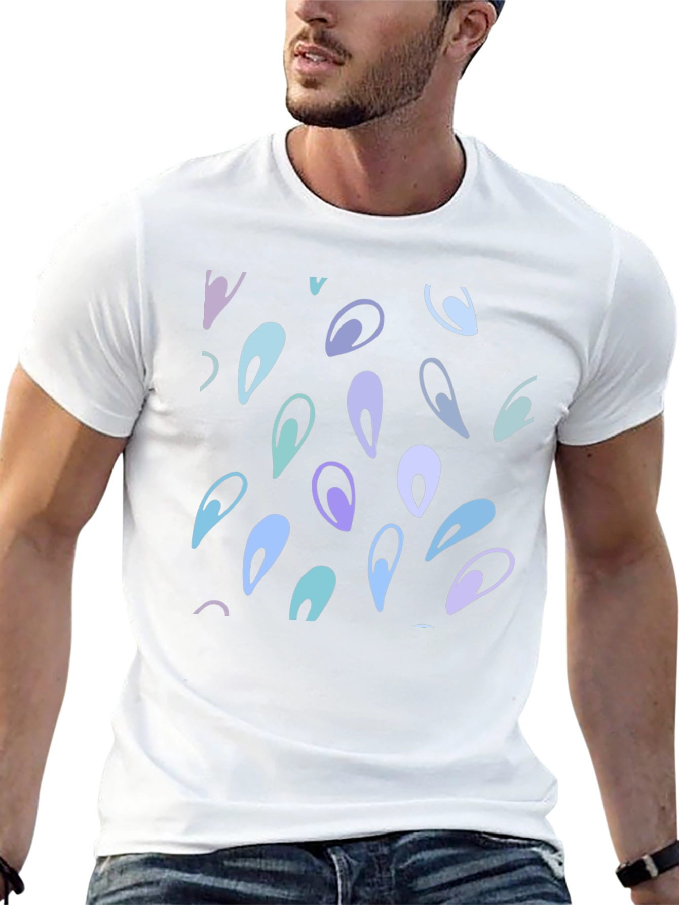 Abstract Teardrop Pattern Black T-Shirt