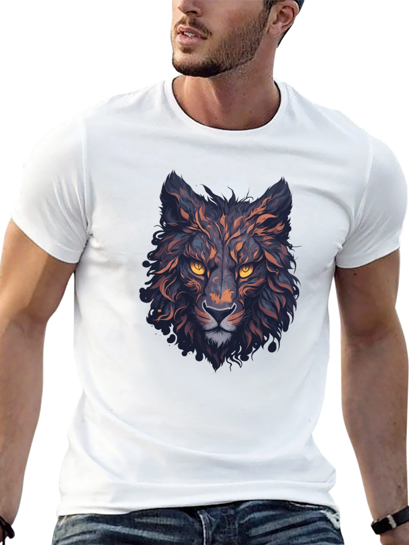 Mens Black Wolf Graphic T-Shirt