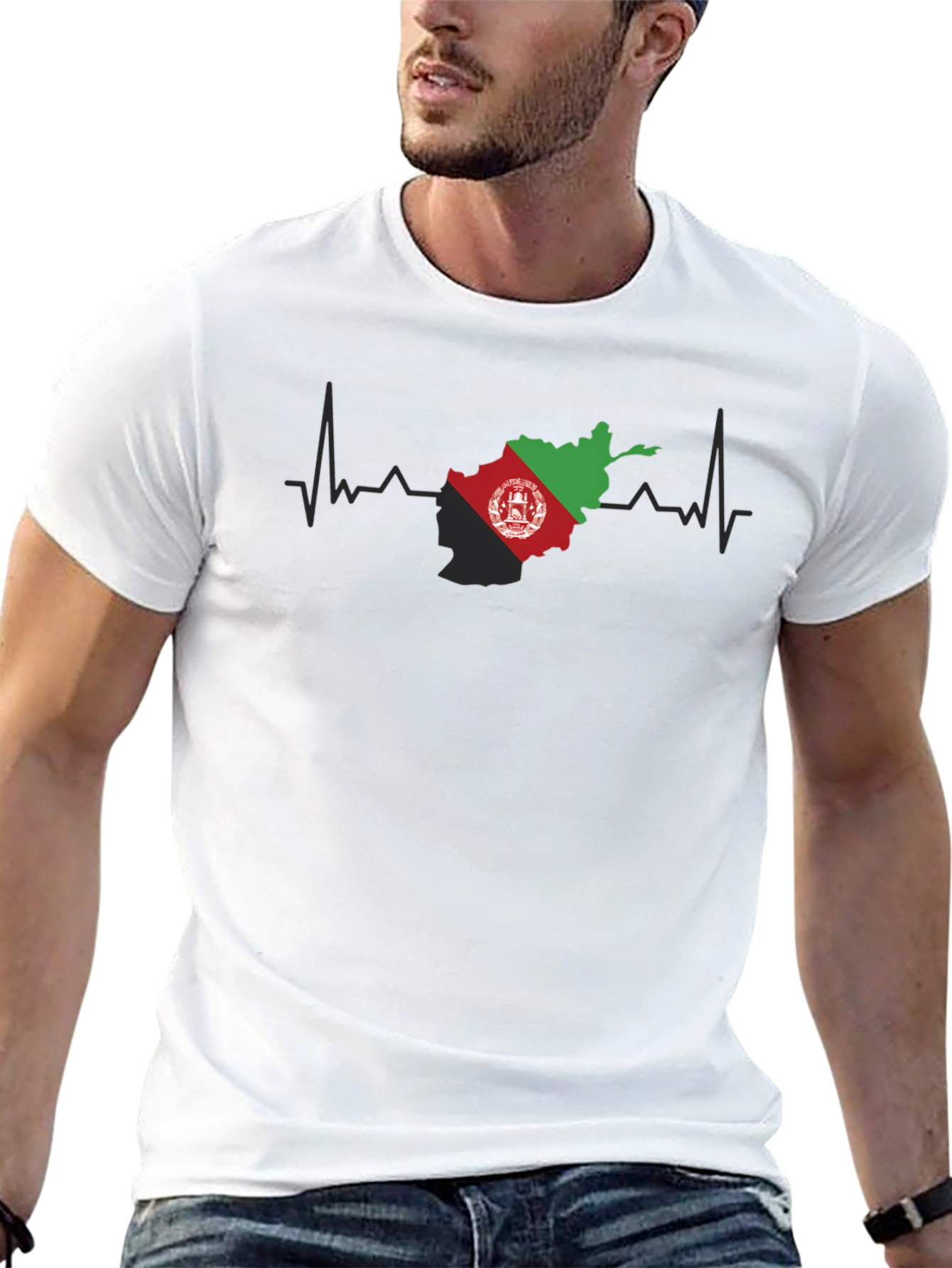Afghanistan Flag Heartbeat Graphic Tee