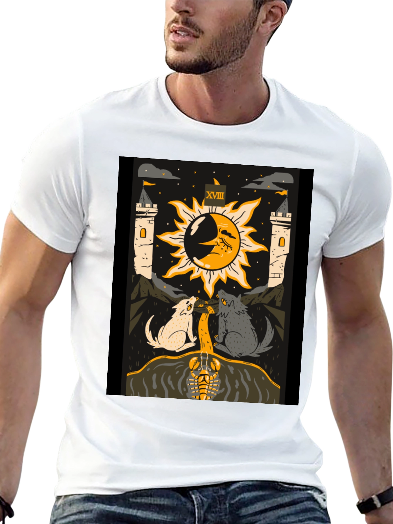Moon Tarot Card Black T-Shirt