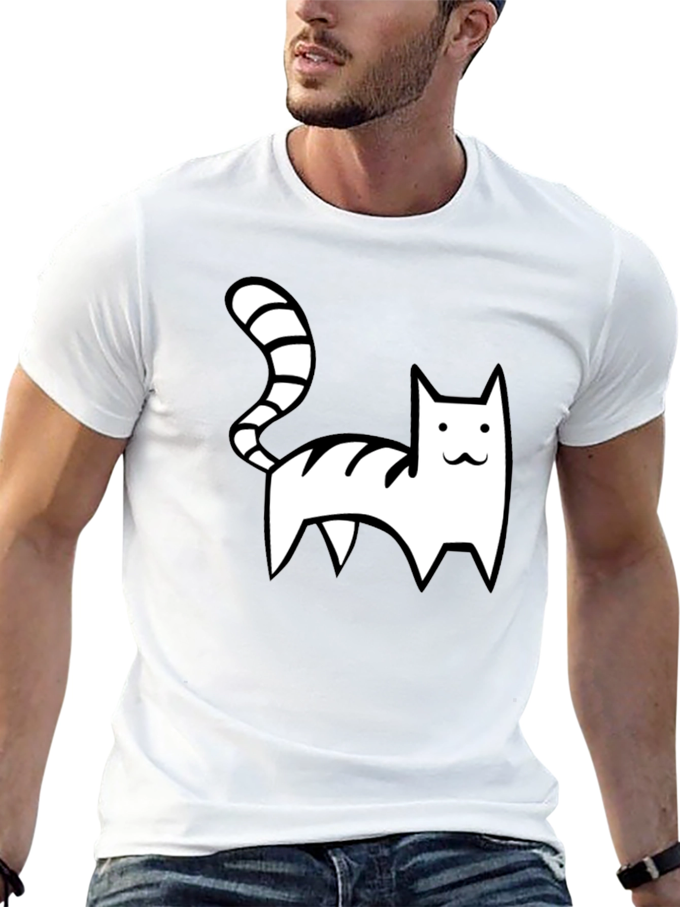 Cartoon Cat Graphic T-Shirt