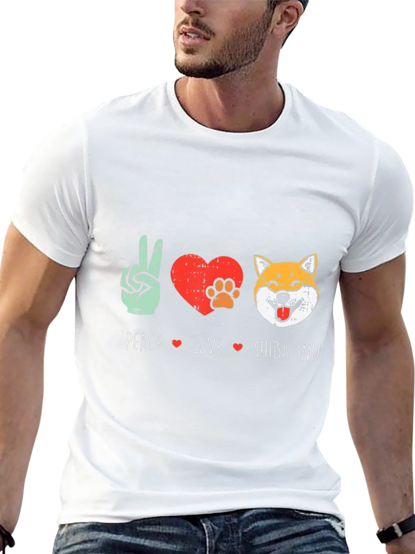 Peace Love Shiba Inu T-Shirt - Black