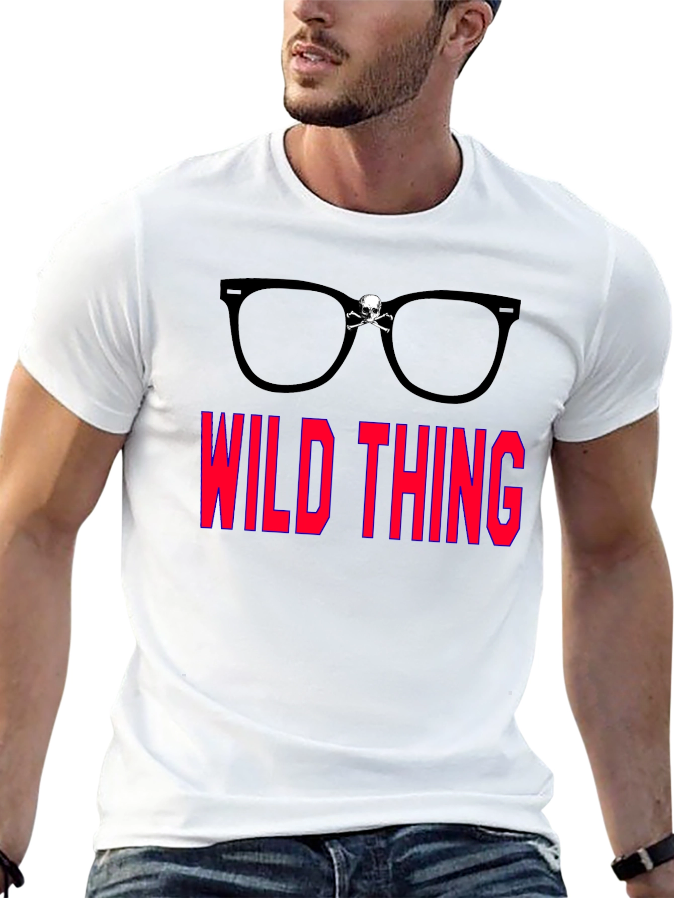 Wild Thing Skull Glasses Graphic T-Shirt