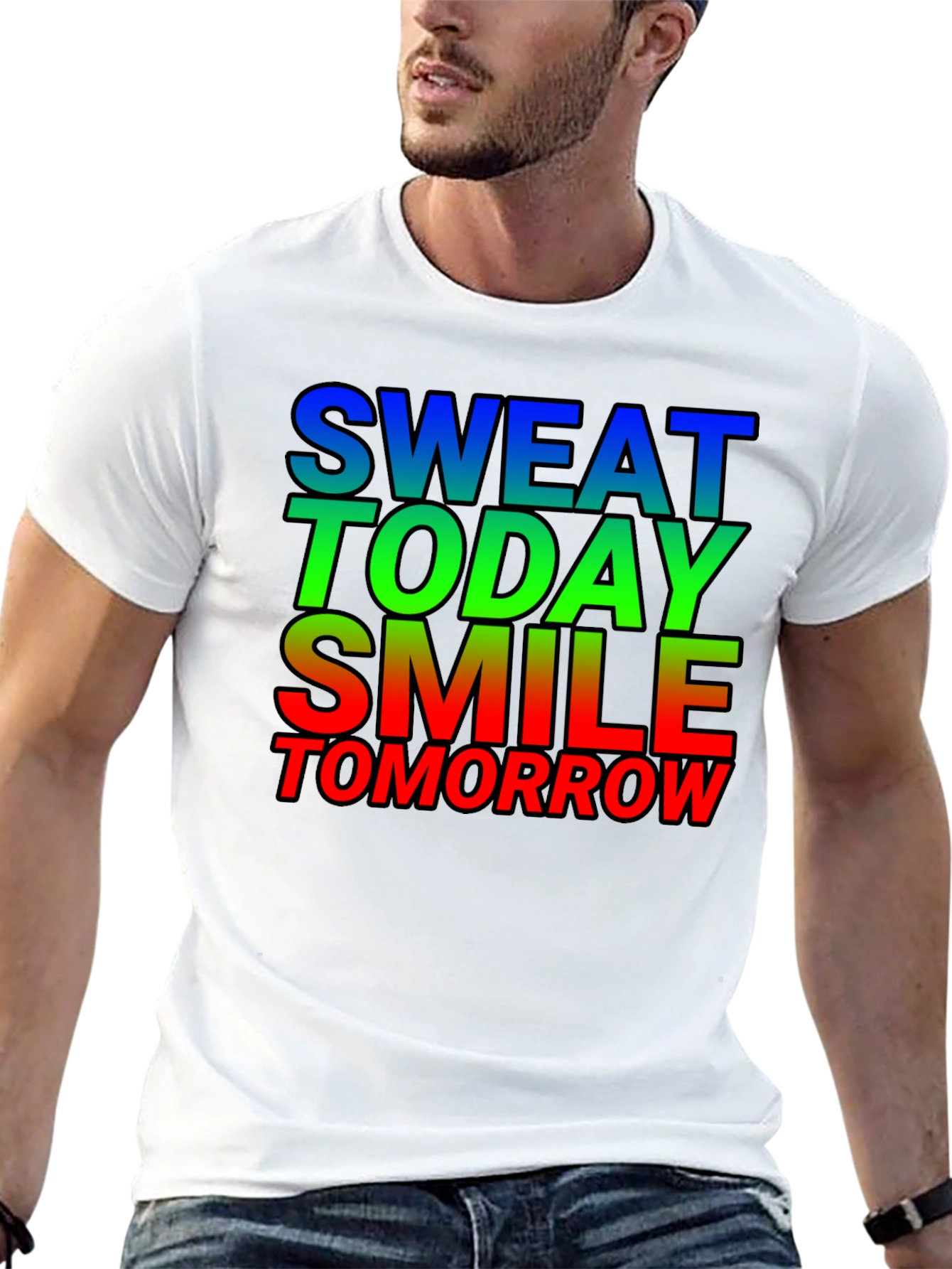 Motivational Sweat Today Smile Tomorrow Graphic Tee