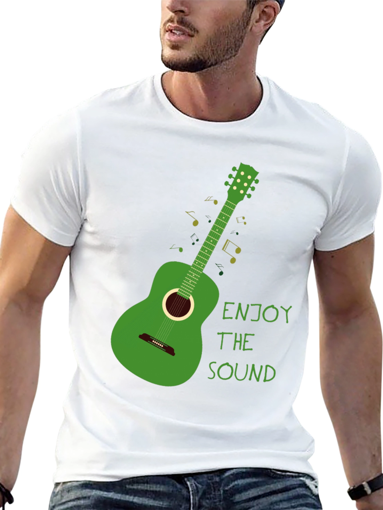Green Guitar T-Shirt - Enjoy the Sound!