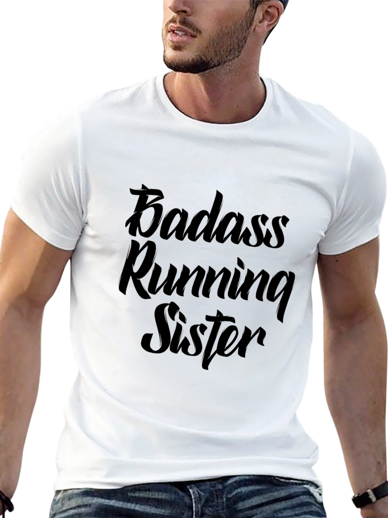 Badass Running Sister T-Shirt - Black Casual Tee