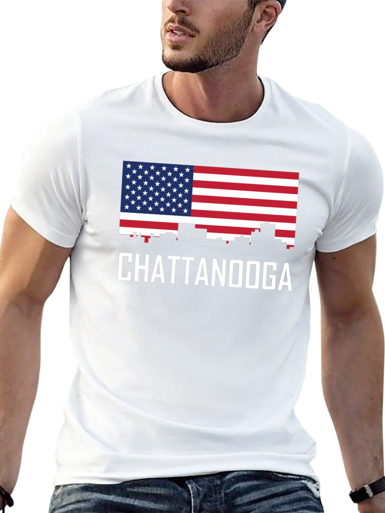 Chattanooga Skyline American Flag T-Shirt