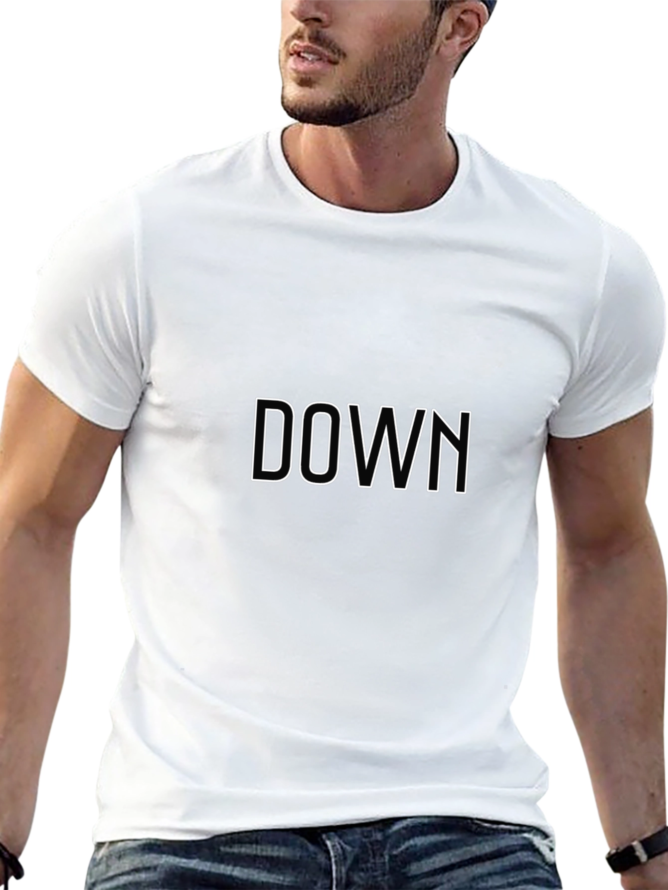 Edgy Down Graphic Tee - Cool Casual Black T-Shirt