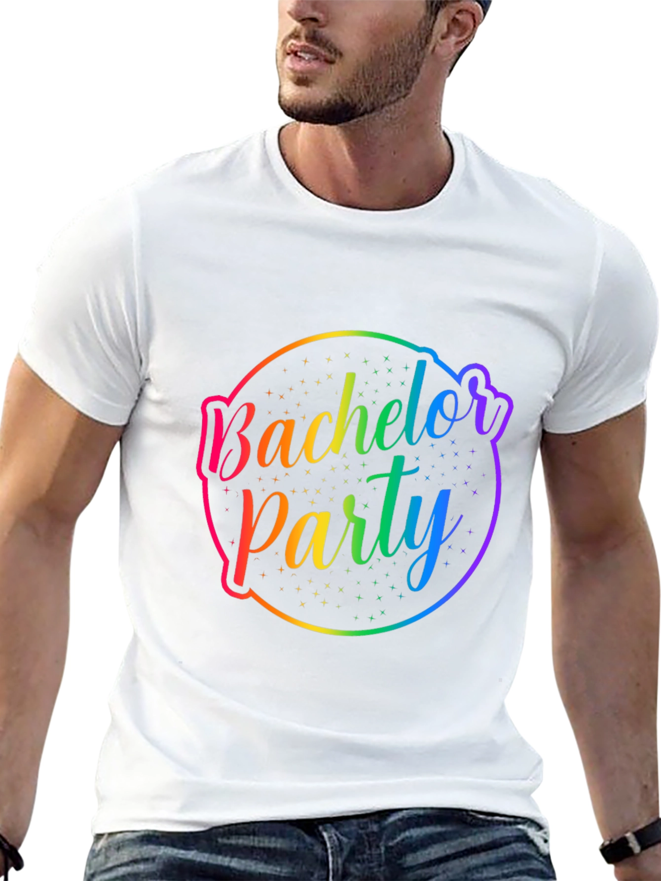 Bachelor Party Rainbow Graphic Tee