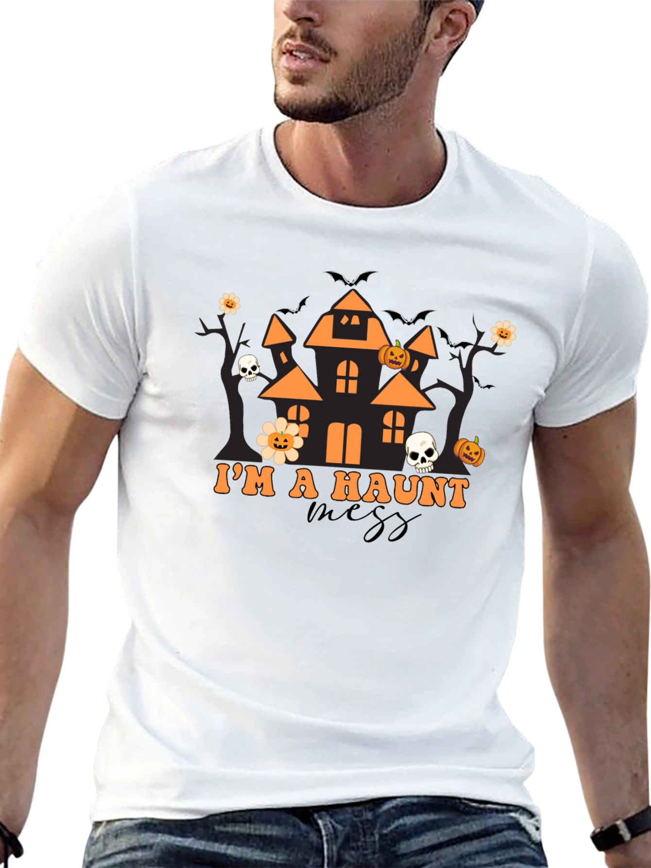 Haunted Mess Halloween Graphic T-Shirt