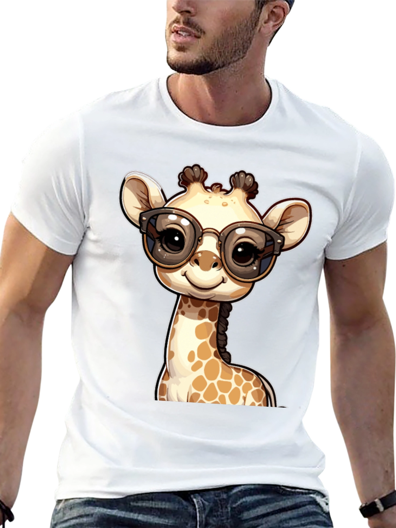 Giraffe with Glasses Graphic Tee