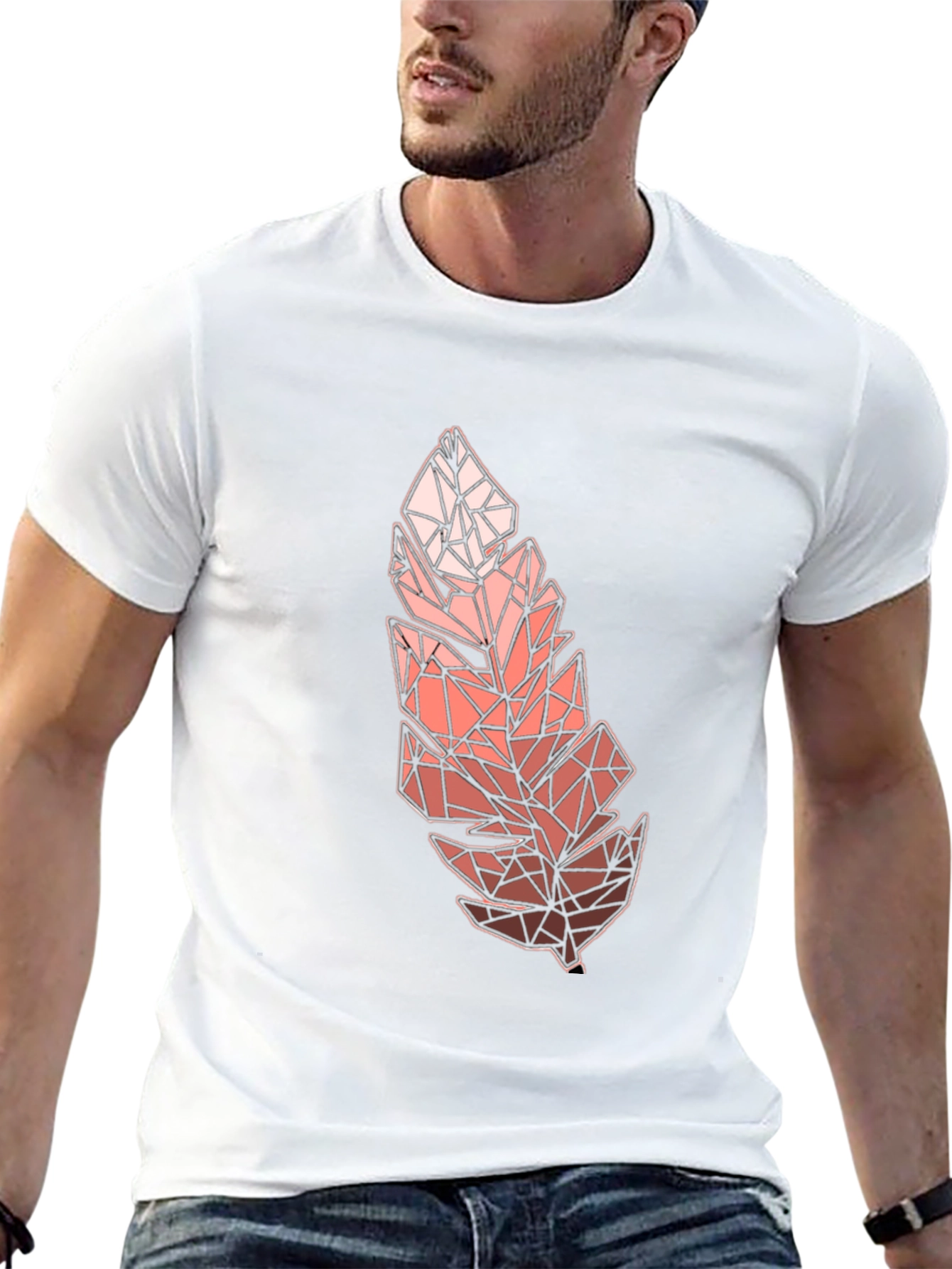 Geometric Feather Graphic Tee - Modern Menswear