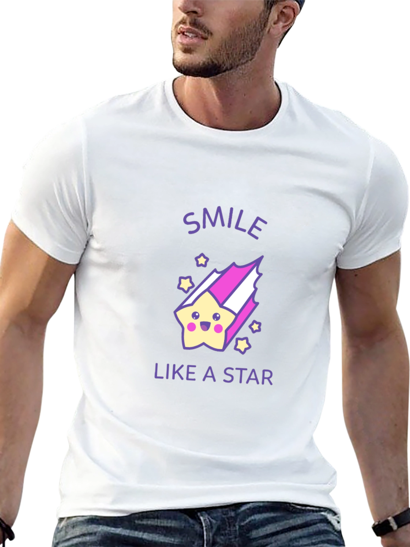 Smile Like a Star Black Graphic T-Shirt
